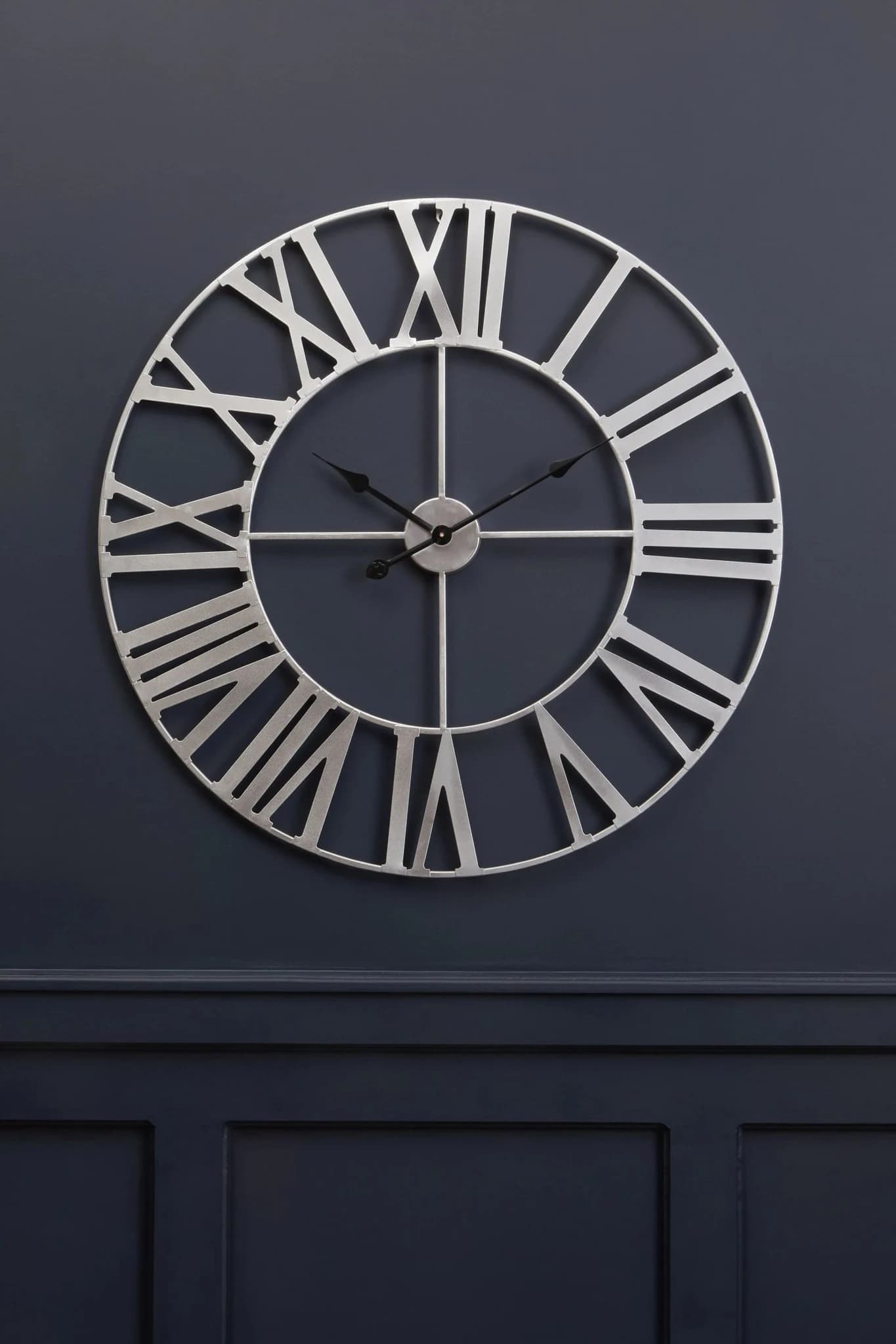 Genova 80cm Dia Silver Metal Wall Clock - Decorative, photo 4 of 8