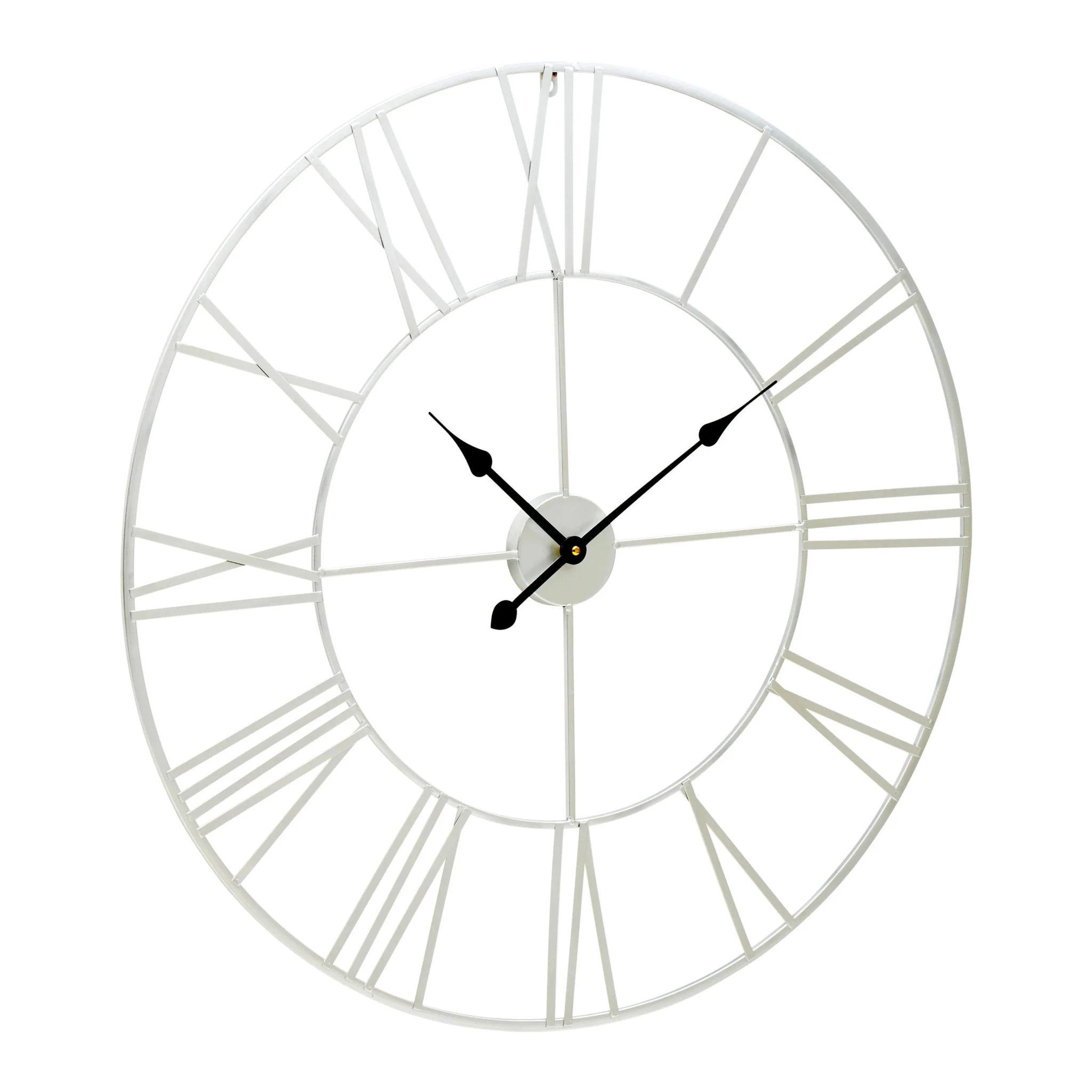 Genova 80cm Dia Silver Metal Roman Numeral Wall Clock - Decorative, photo 2 of 5