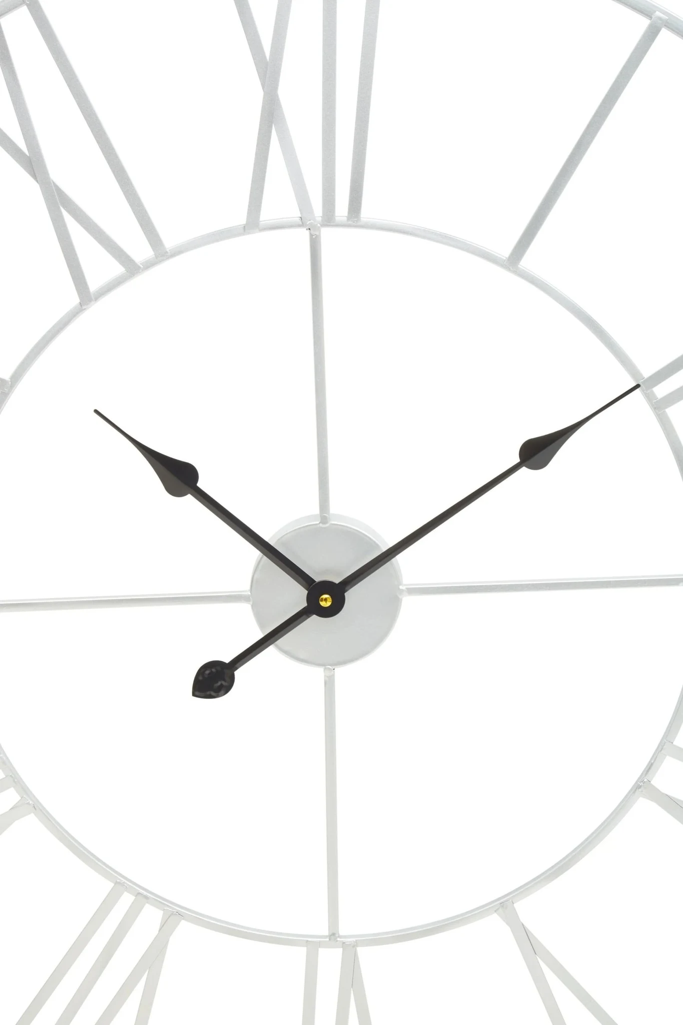 Genova 80cm Dia Silver Metal Roman Numeral Wall Clock - Decorative, photo 5 of 5