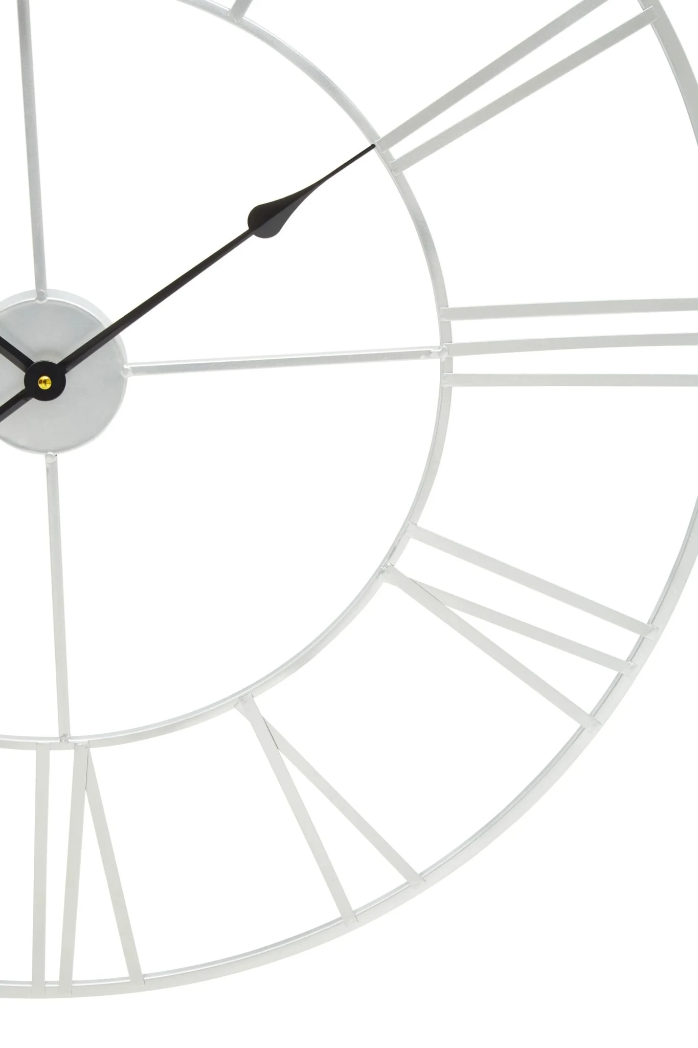 Genova 80cm Dia Silver Metal Roman Numeral Wall Clock - Decorative, photo 3 of 5