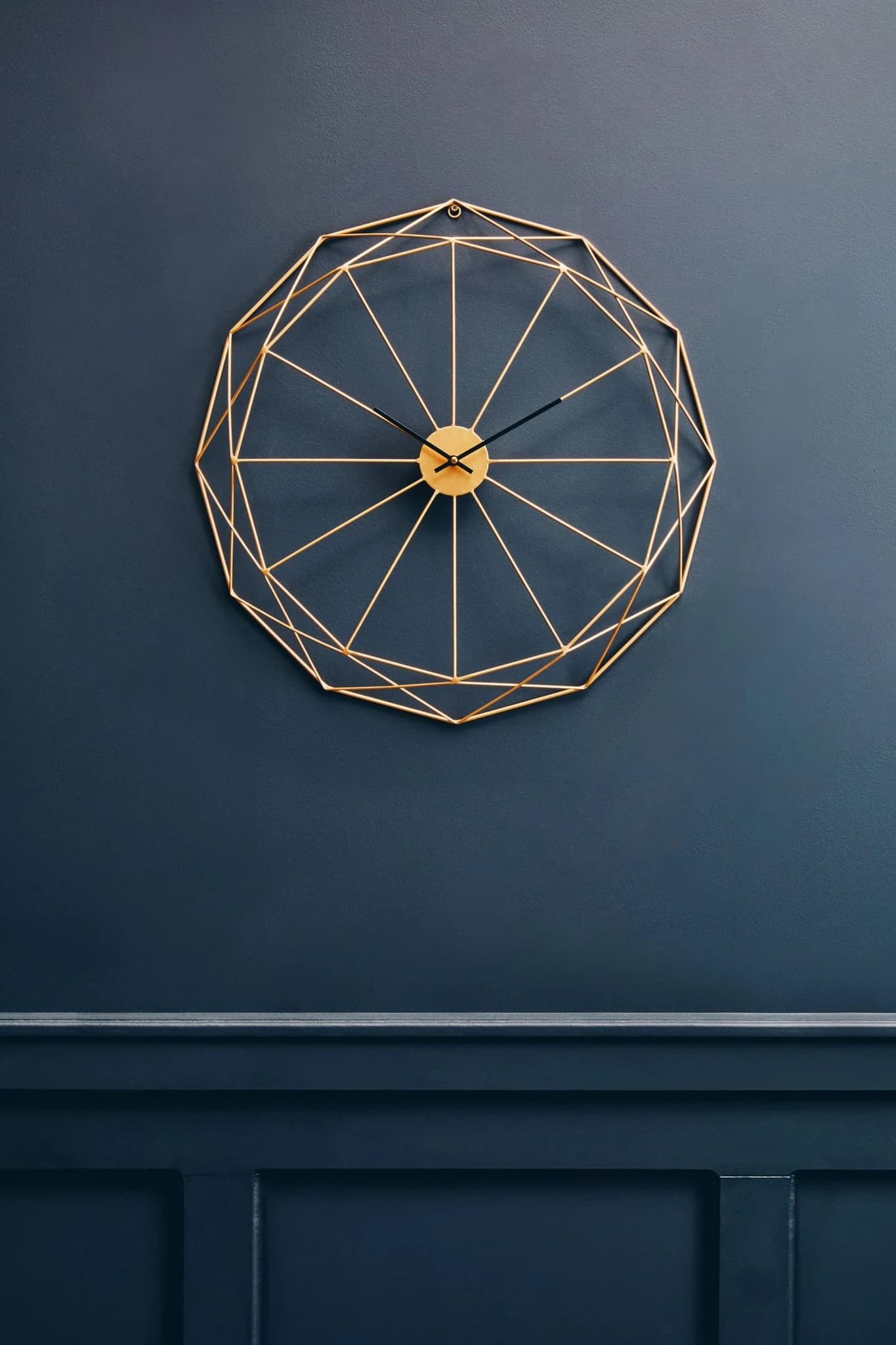 Genova 60cm Dia Geometric Gold Metal Wall Clock - Decorative, photo 5 of 8