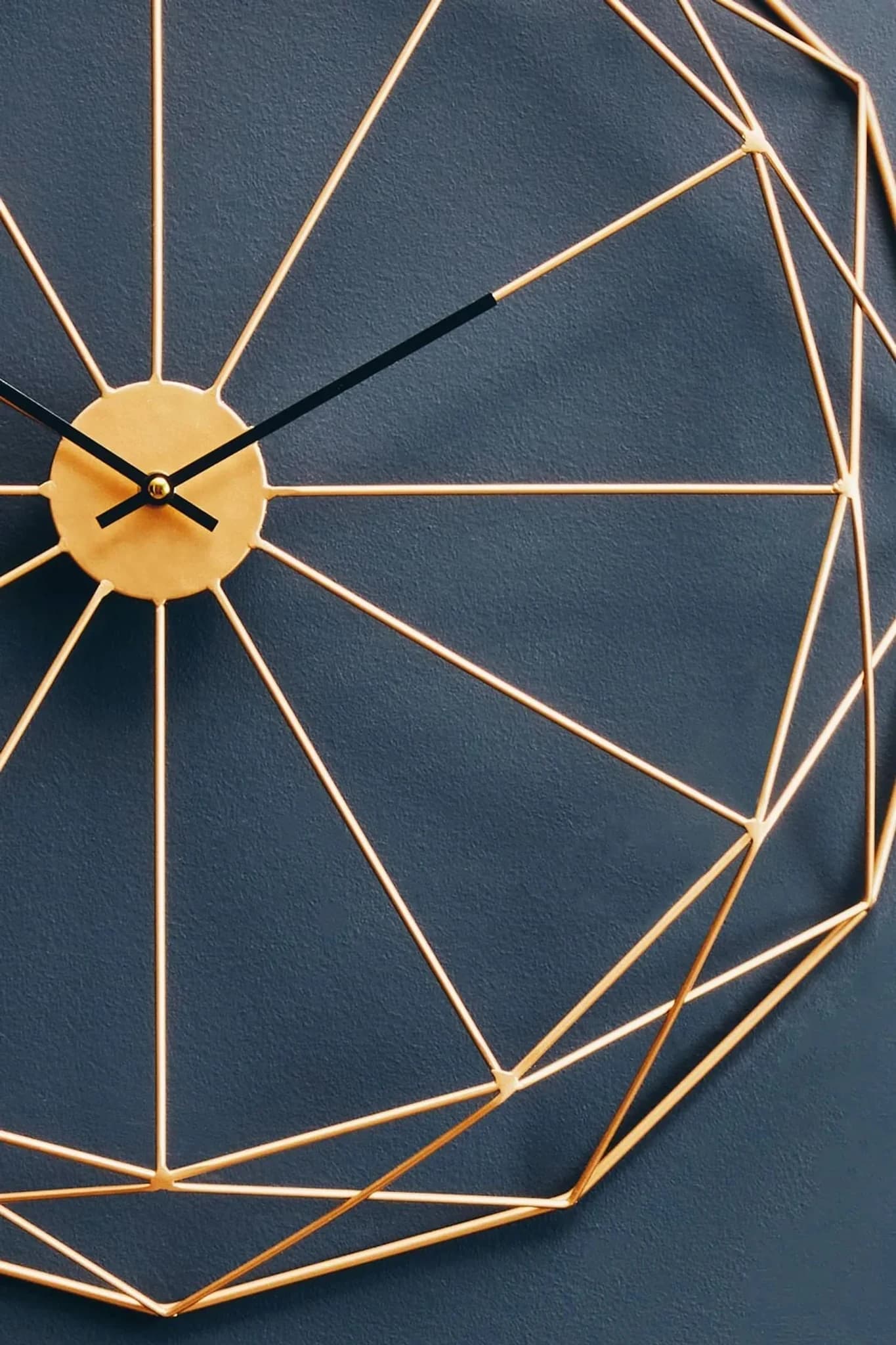 Genova 60cm Dia Geometric Gold Metal Wall Clock - Decorative, photo 2 of 8