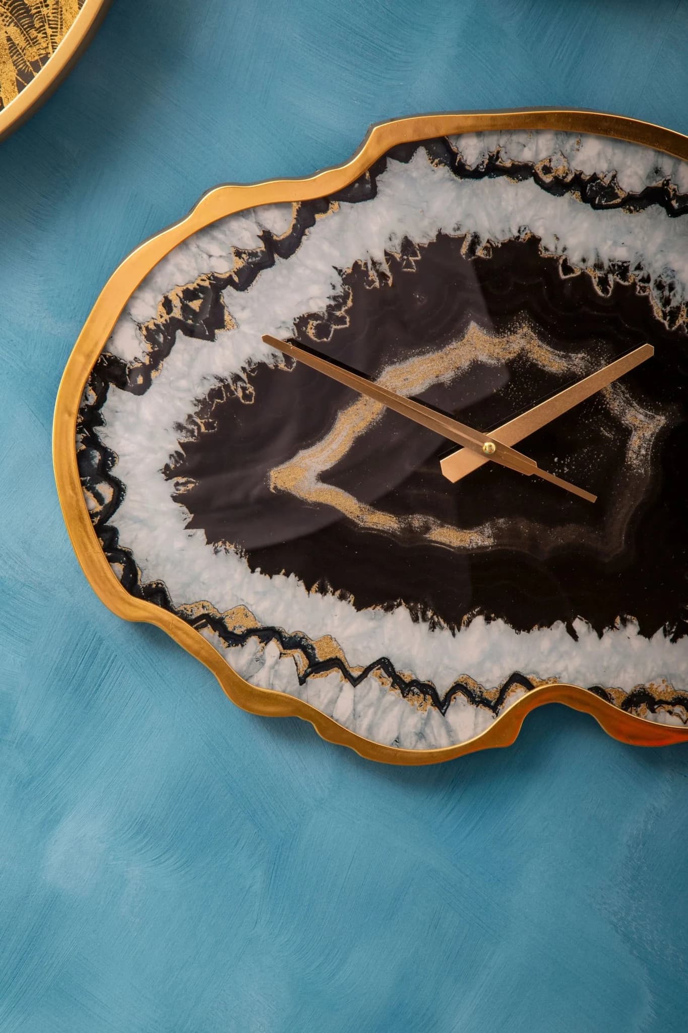 Celina Black And Gold Agate Effect Wall Clock - Decorative, photo 3 of 8