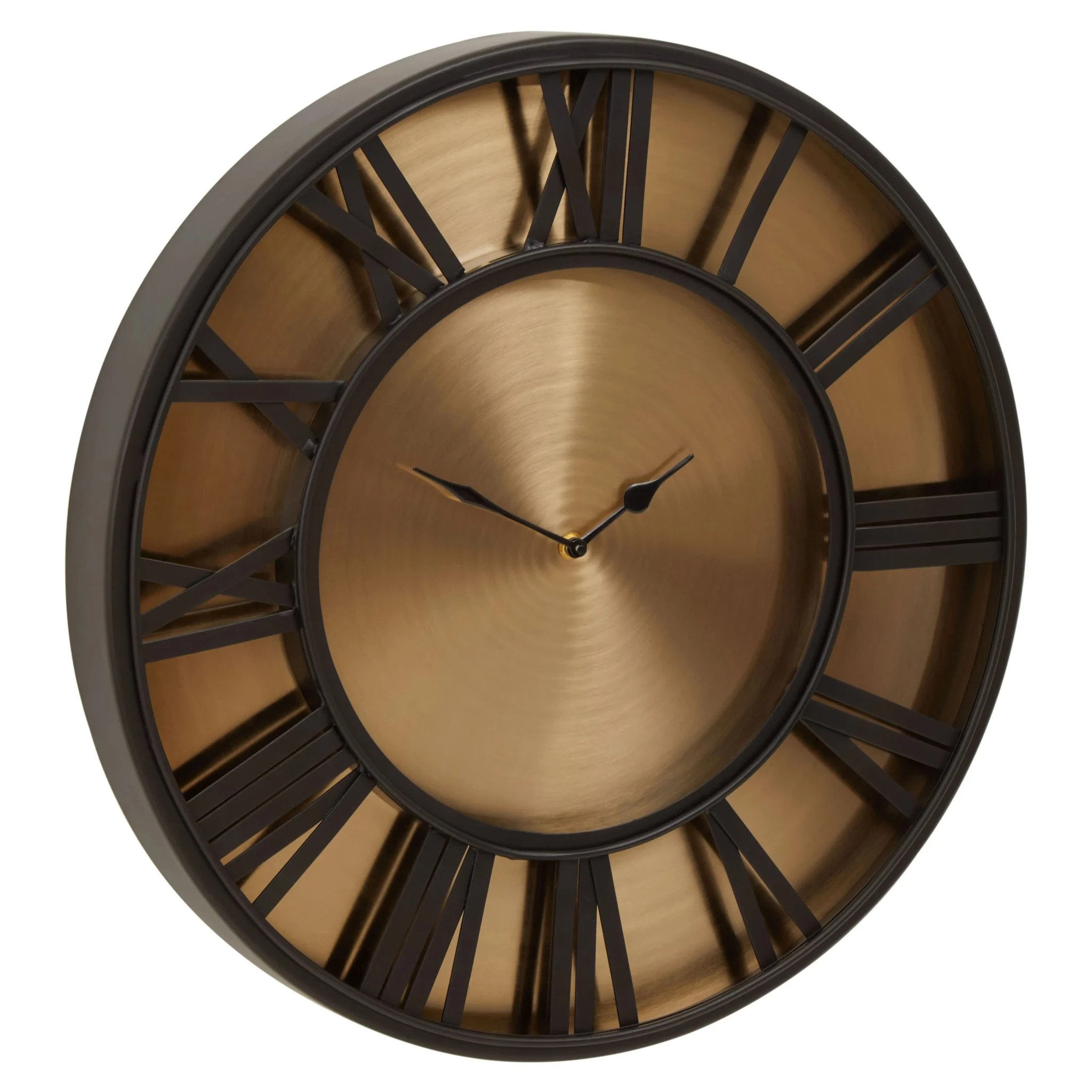 Mateo 51cm Dia Black and Antique Gold Large Wall Clock - Decorative, photo 2 of 6
