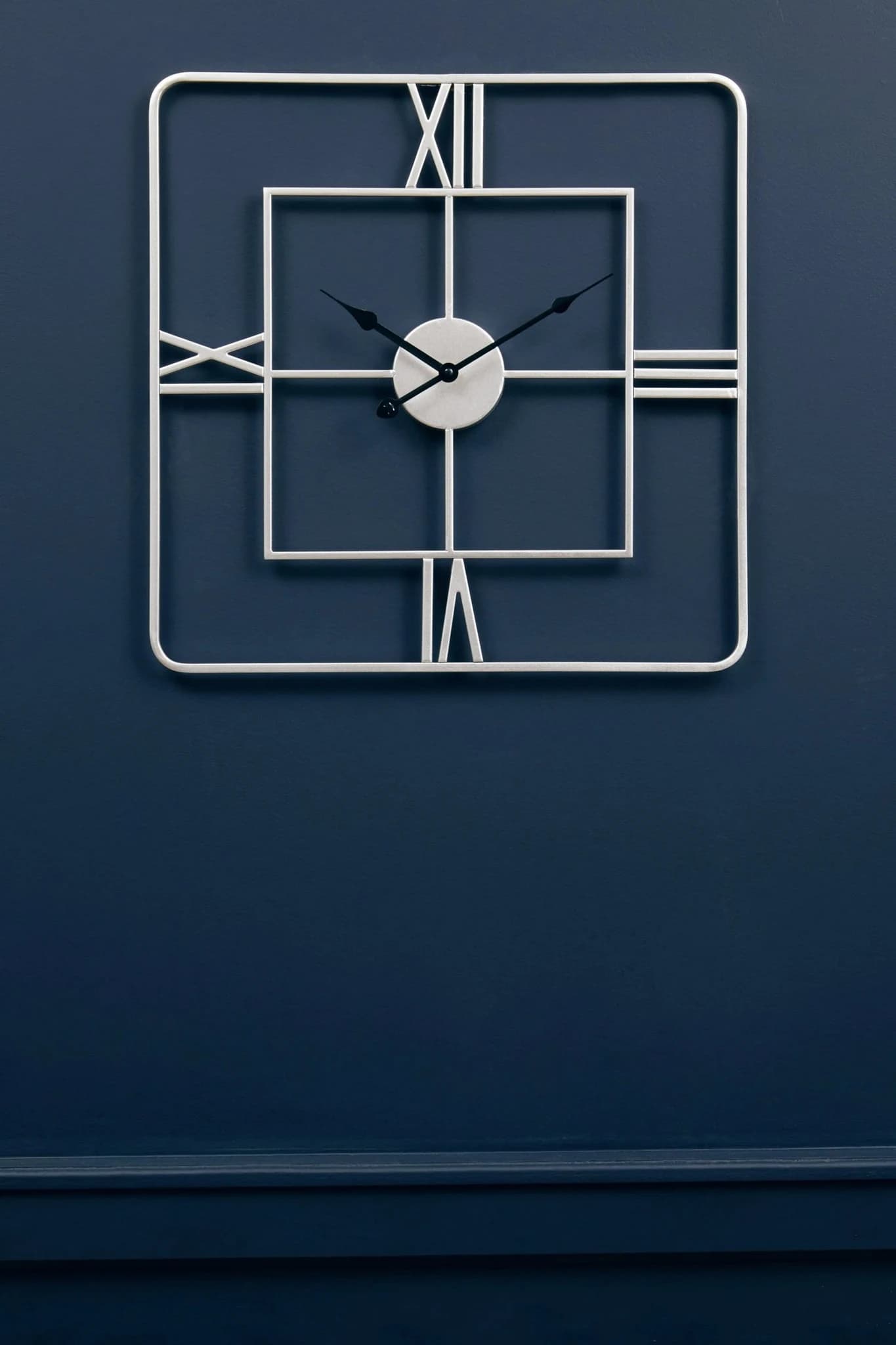 Kent Large Silver Finish Square Wall Clock - Decorative, photo 5 of 8