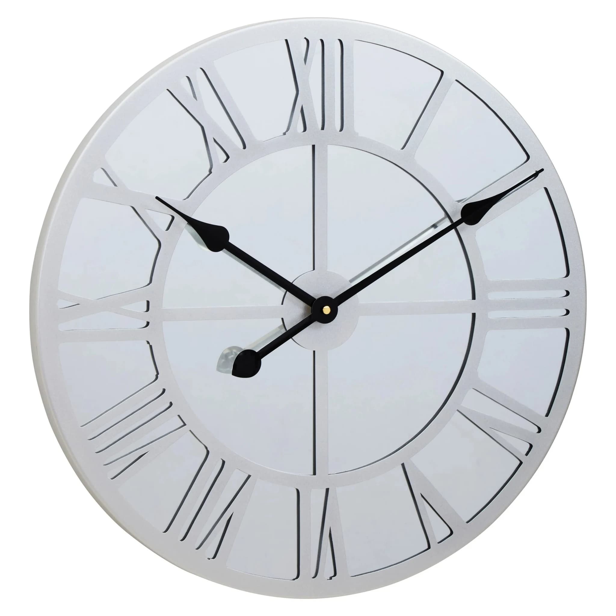Kent 50cm Dia Silver Mirrored Wall Clock - Decorative, photo 5 of 8