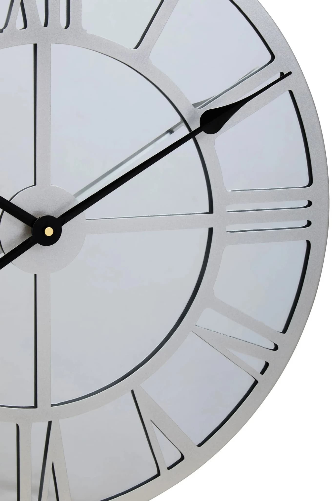 Kent 50cm Dia Silver Mirrored Wall Clock - Decorative, photo 7 of 8