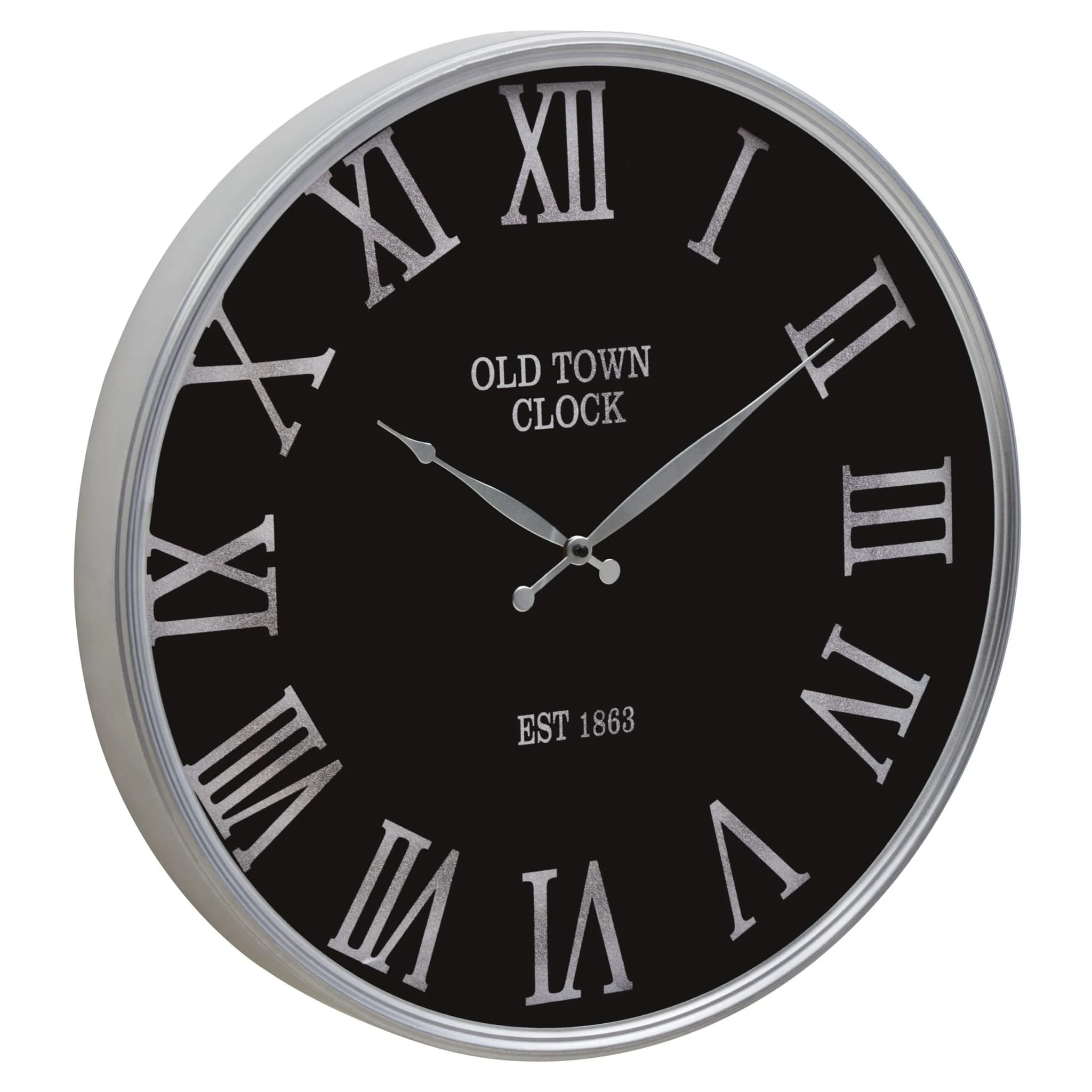 Kent 60cm Dia Black and Silver Wall Clock - Decorative, photo 6 of 8