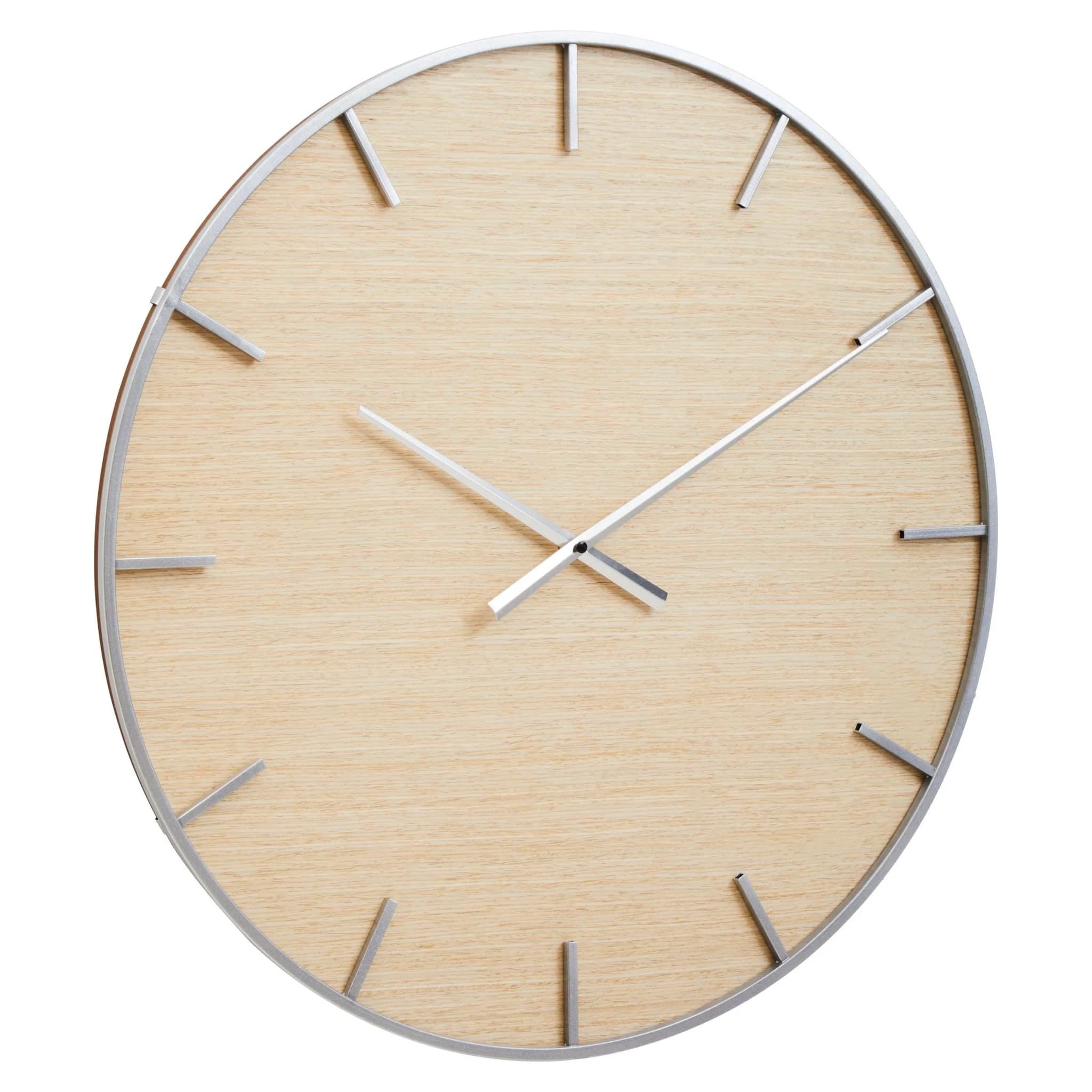 Kent 60cm Dia Silver and Natural Wall Clock - Decorative, photo 6 of 8