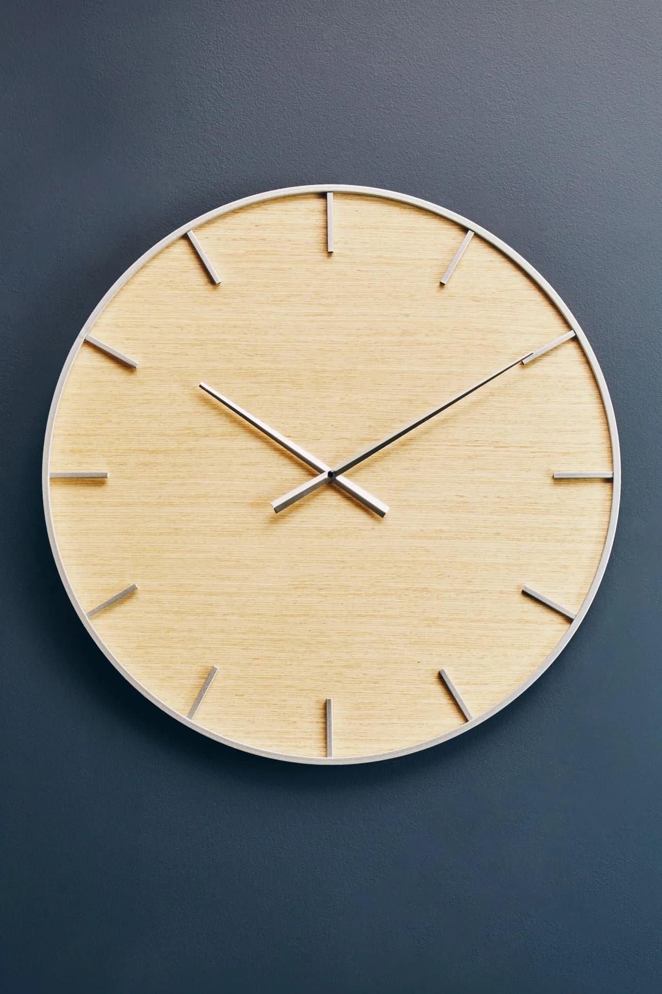 Kent 60cm Dia Silver and Natural Wall Clock - Decorative, photo 4 of 8