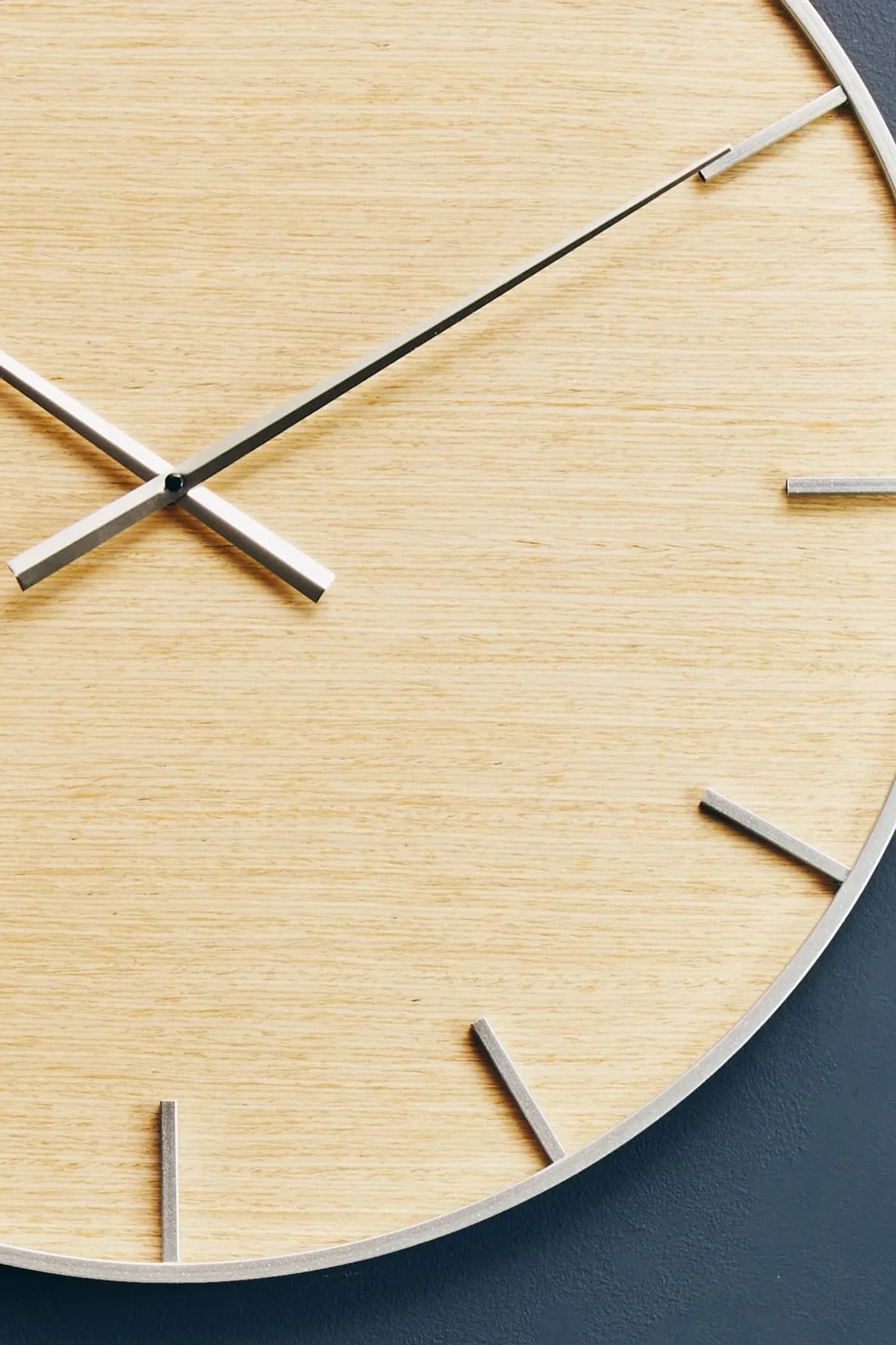 Kent 60cm Dia Silver and Natural Wall Clock - Decorative, photo 2 of 8
