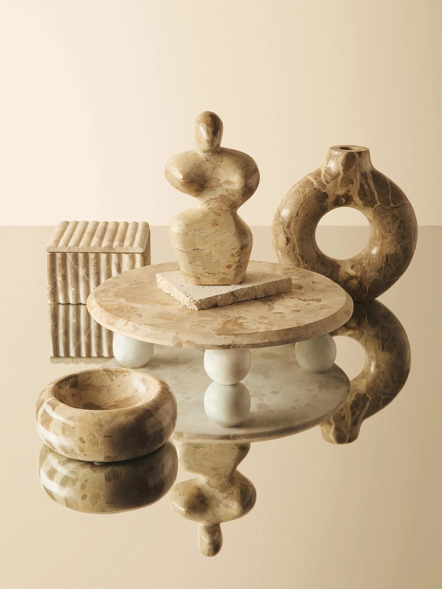 Santino Chocolate Marble Abstract Sculpture - Decorative, photo 6 of 8