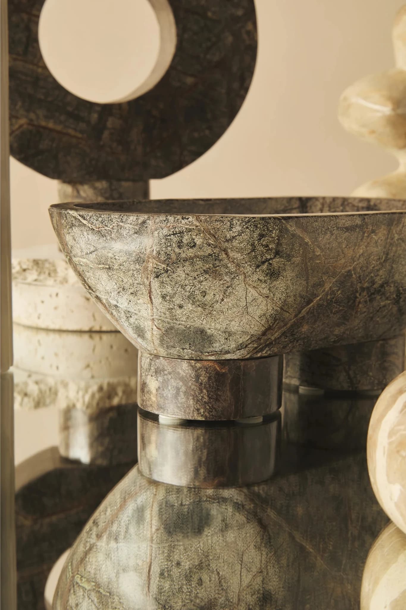 Fazio Forest Green Marble Pedestal Bowl - Decorative, photo 2 of 8