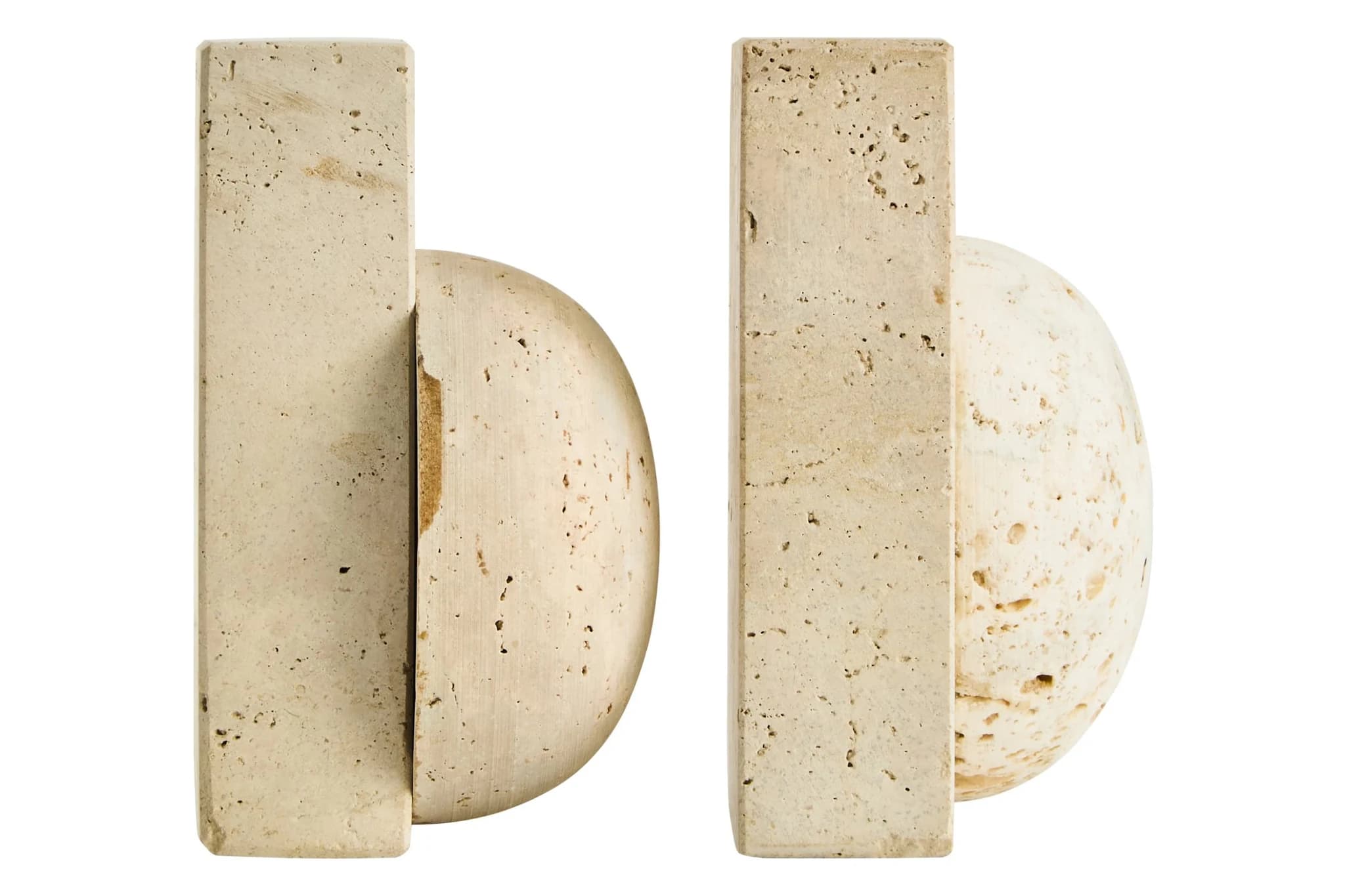 Tibor Travertine Set of Two Spherical Bookends - Decorative, photo 3 of 8
