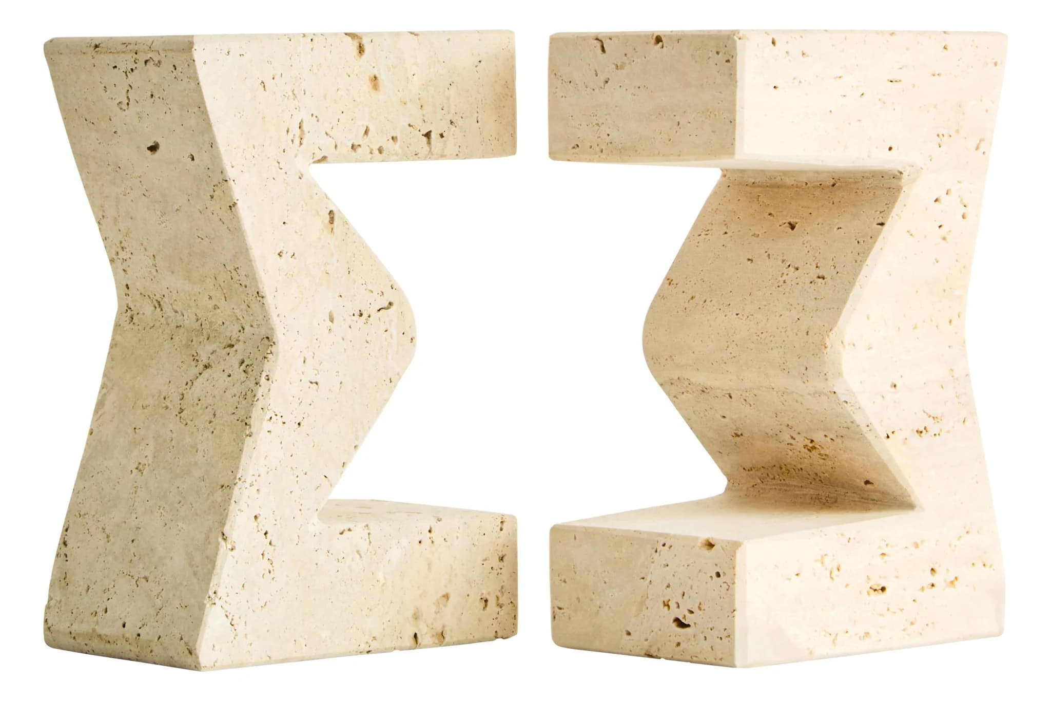 Tibor Travertine Set of Two Sigma Bookends - Decorative, photo 4 of 6