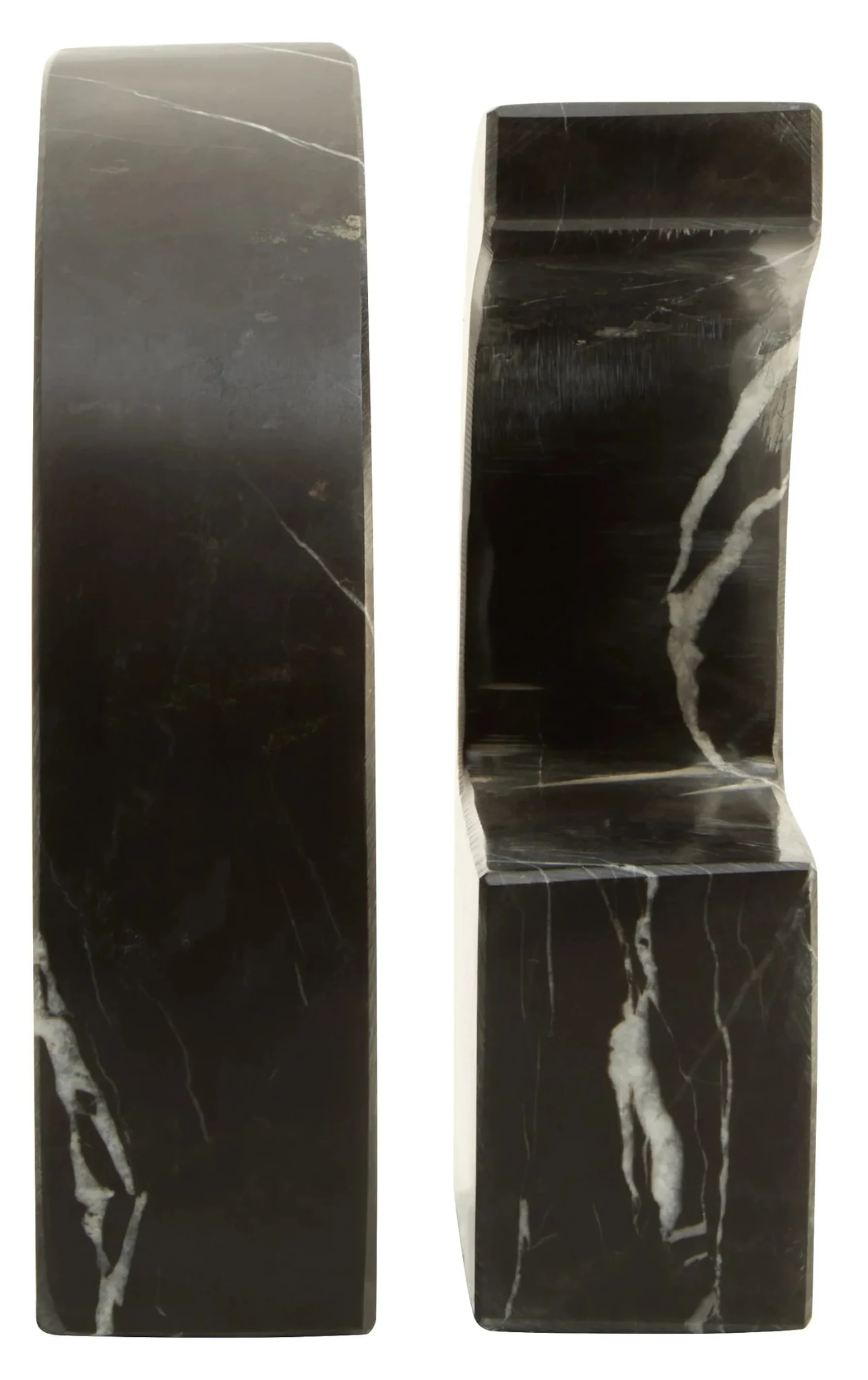 Zoro Black and White Marble Set of Two Comma Bookends - Decorative, photo 2 of 5