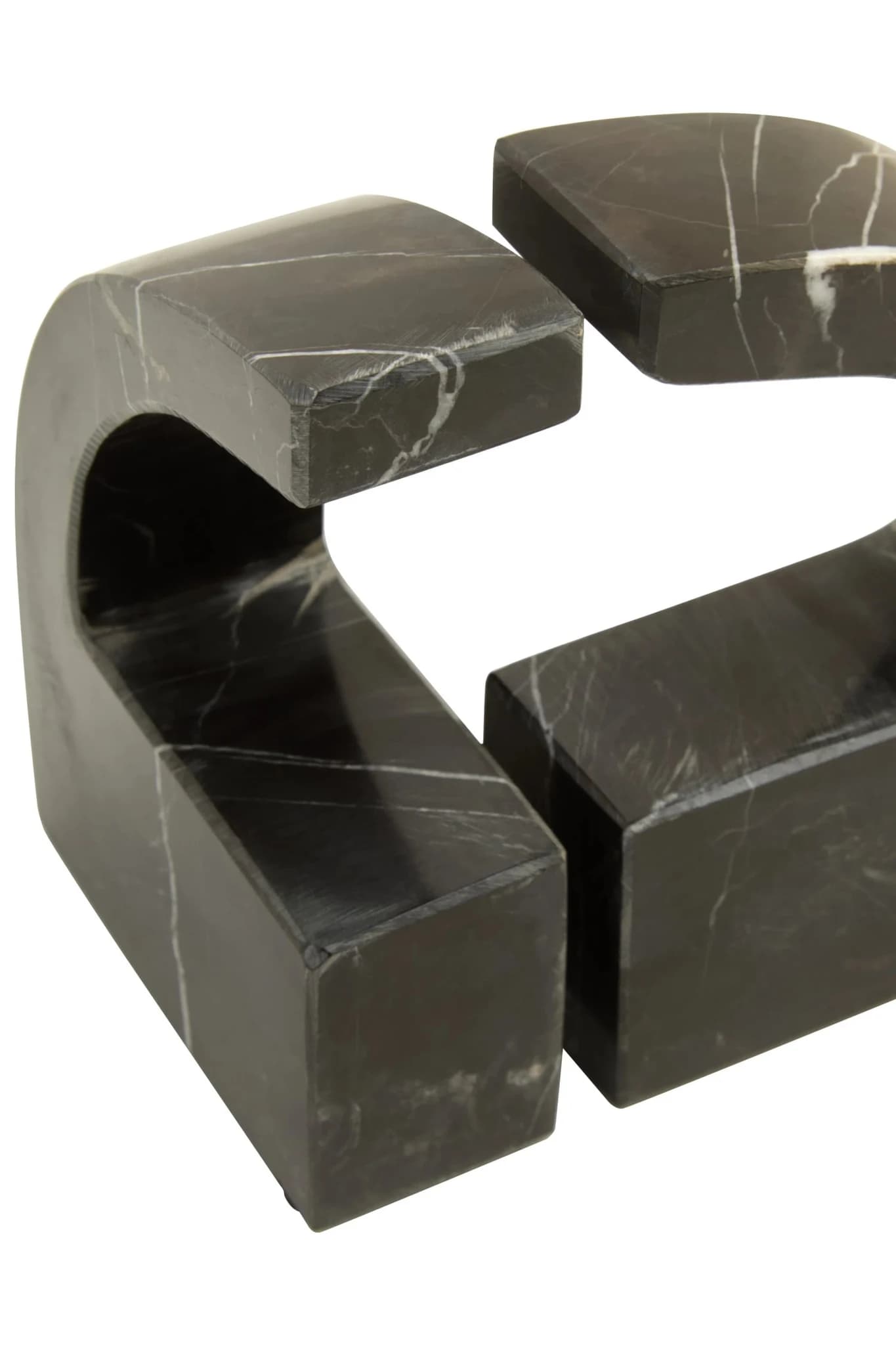 Zoro Black and White Marble Set of Two Comma Bookends - Decorative, photo 5 of 5