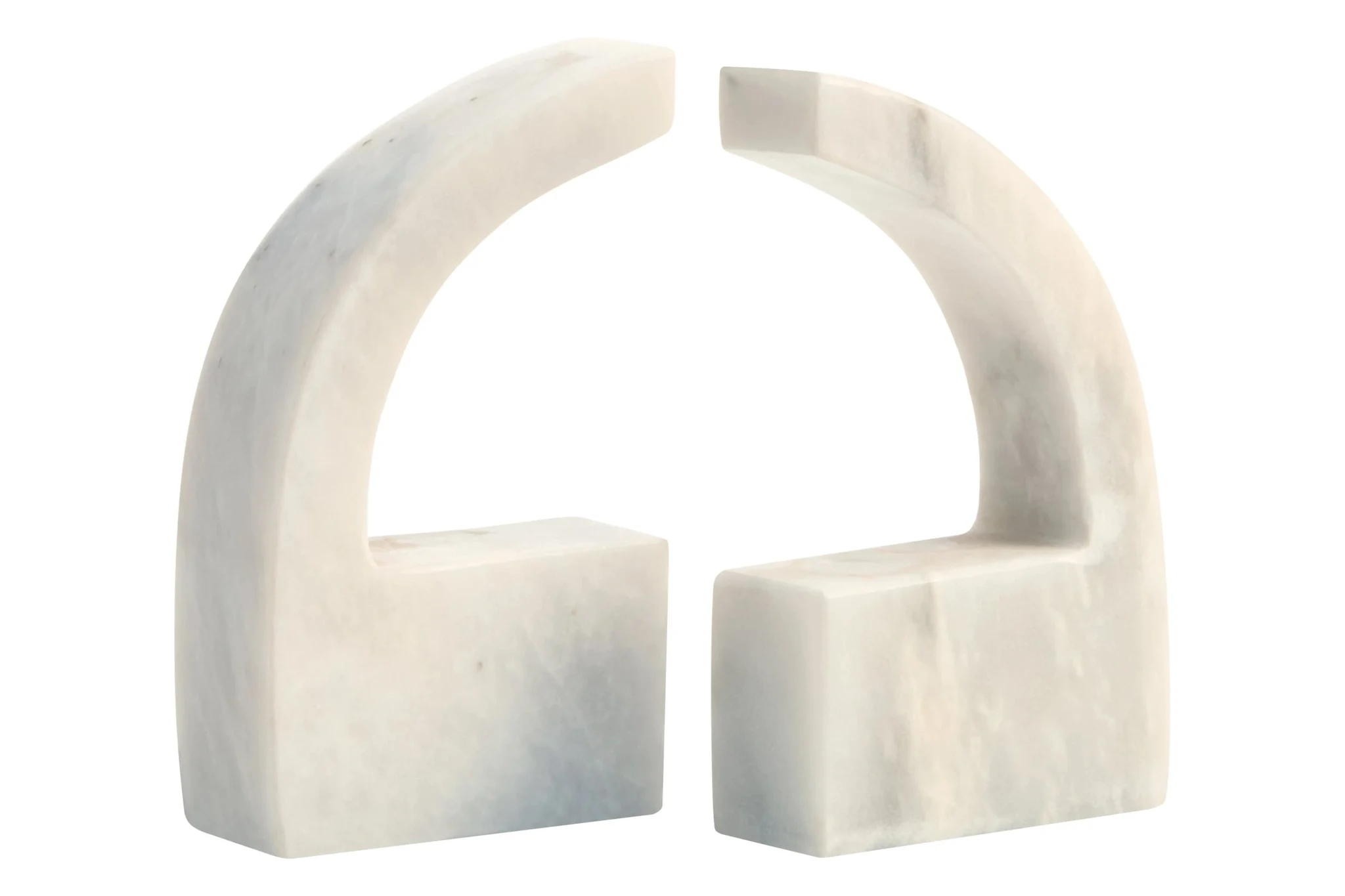 Zoro White Marble Set of Two Comma Bookends - Decorative, photo 3 of 5