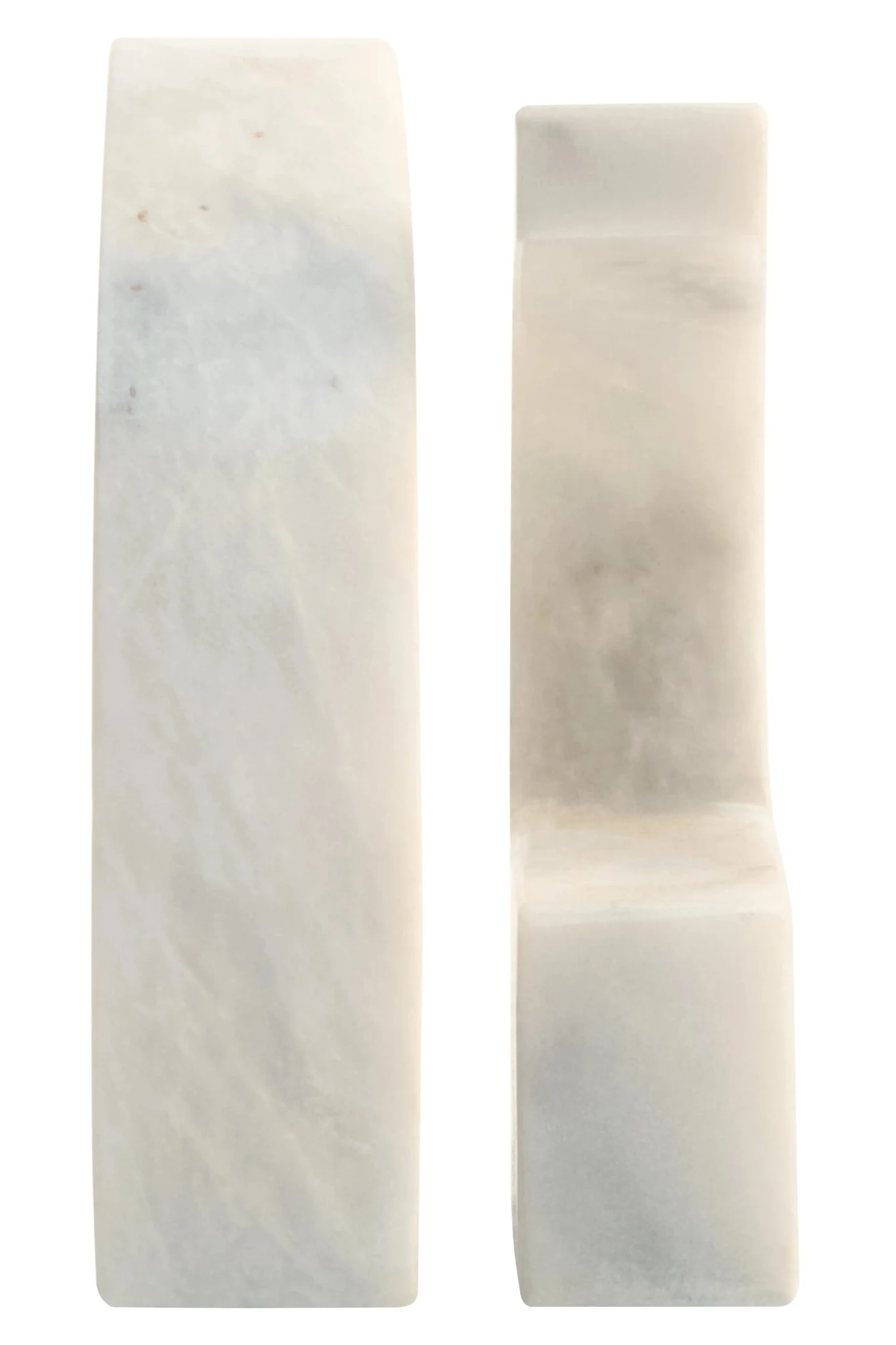 Zoro White Marble Set of Two Comma Bookends - Decorative, photo 2 of 5