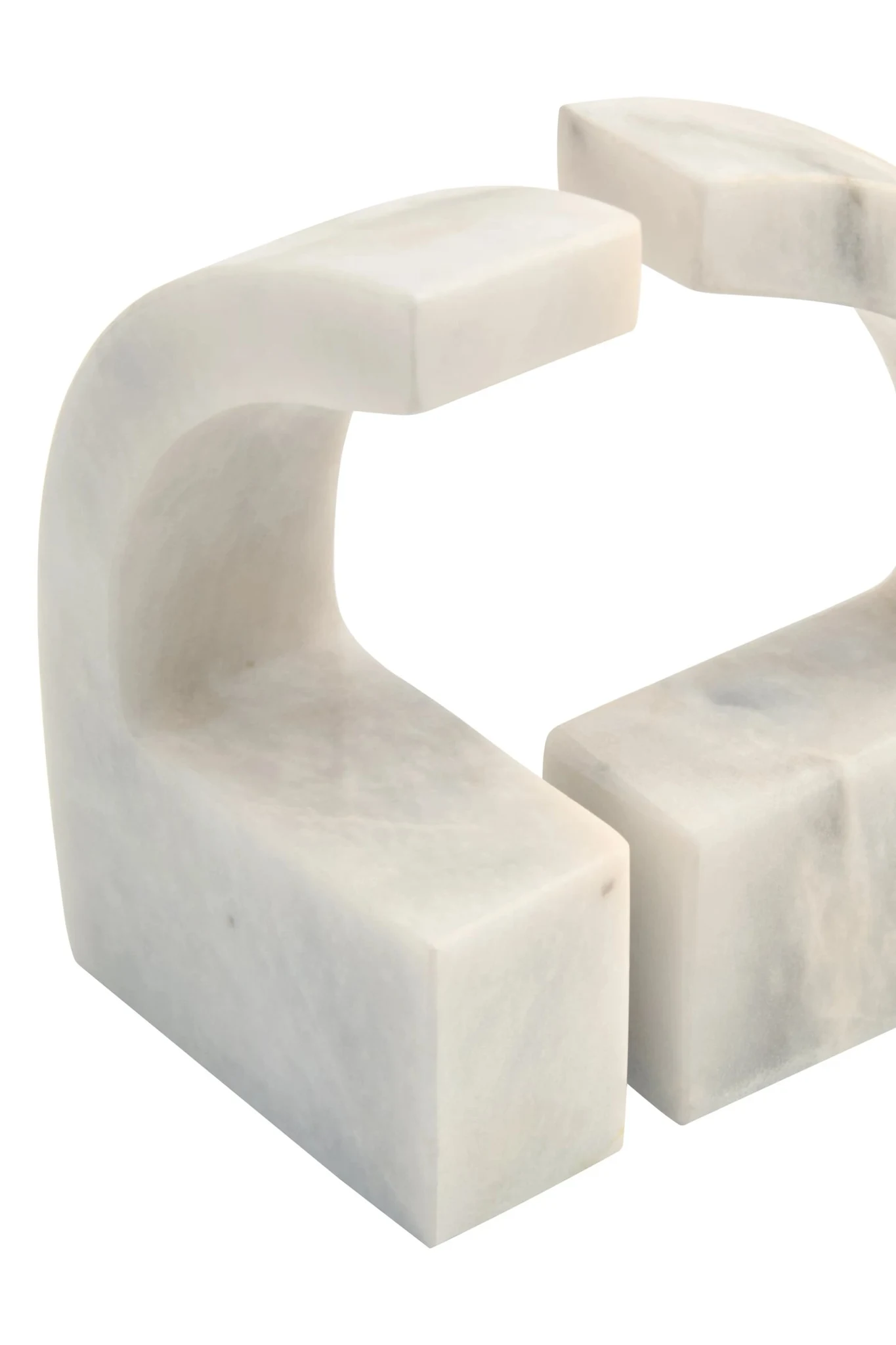 Zoro White Marble Set of Two Comma Bookends - Decorative, photo 5 of 5