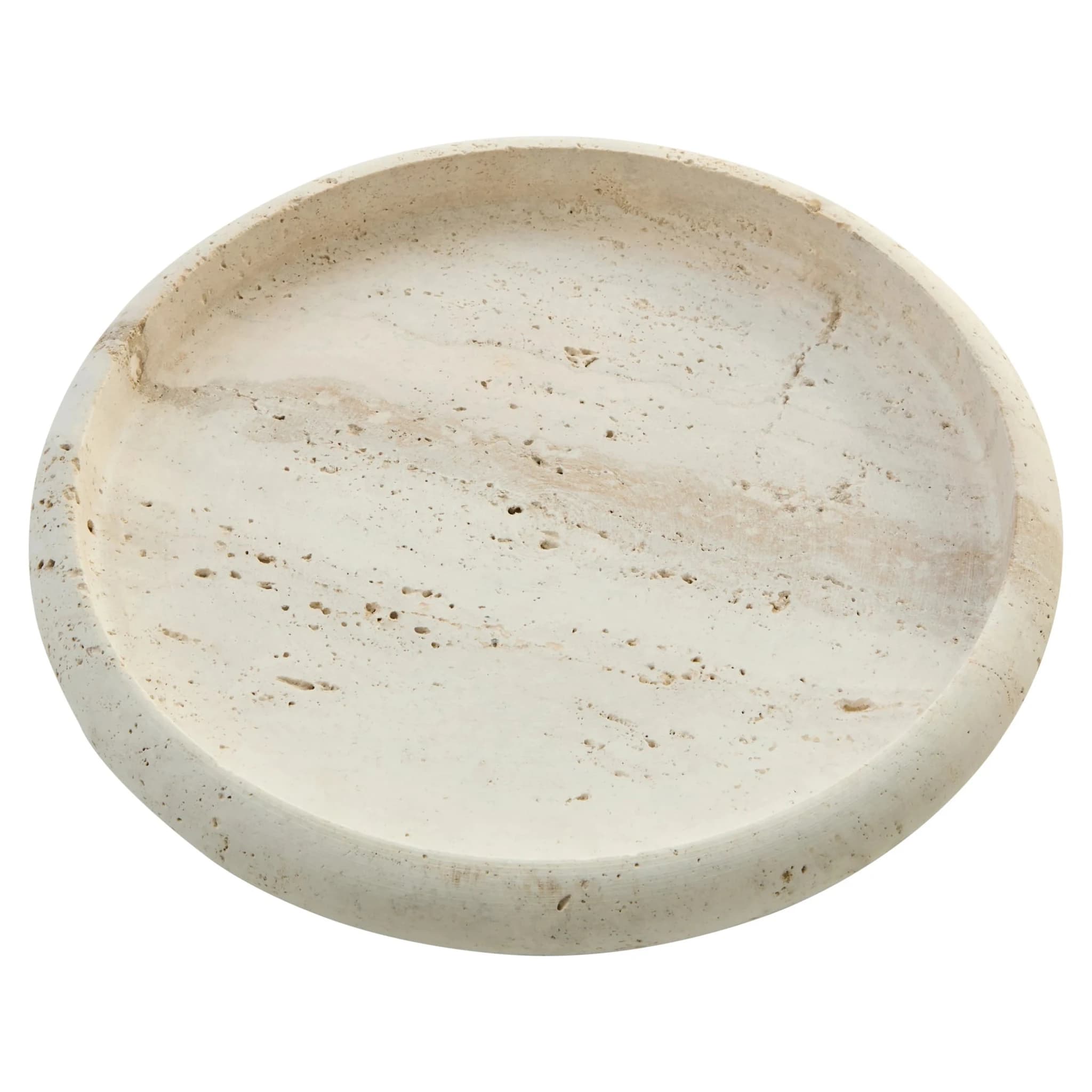 Tibor Travertine Round Tray - Decorative, photo 2 of 6
