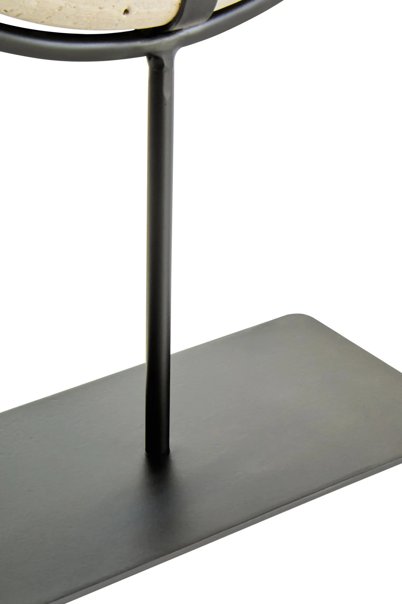 Tibor Travertine Ring Sculpture on Metal Stand - Decorative, photo 5 of 7