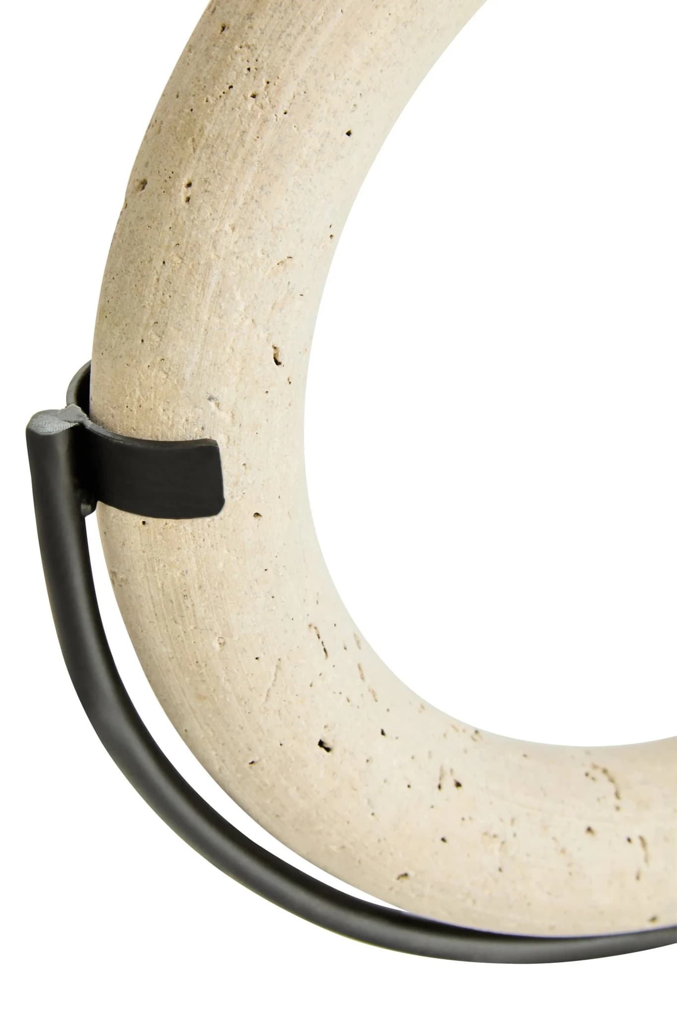 Tibor Travertine Ring Sculpture on Metal Stand - Decorative, photo 4 of 7