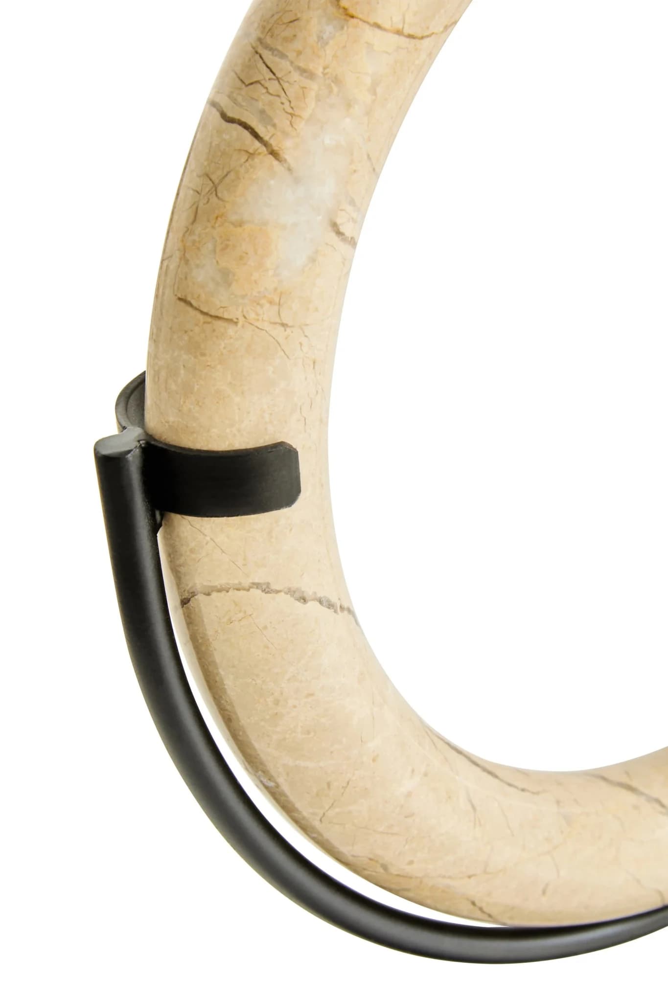 Zoro Cream Marble Ring Sculpture on Metal Stand - Decorative, photo 7 of 7