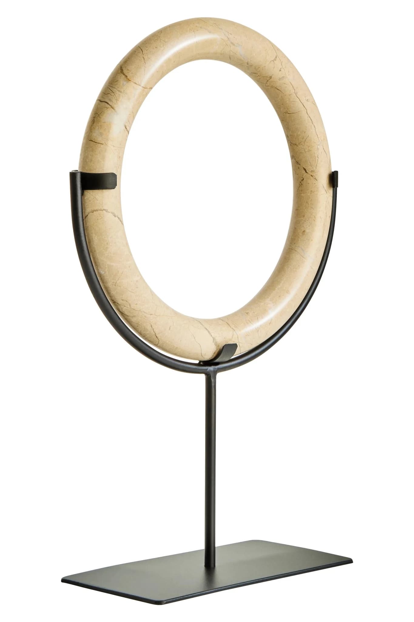 Zoro Cream Marble Ring Sculpture on Metal Stand - Decorative, photo 3 of 7
