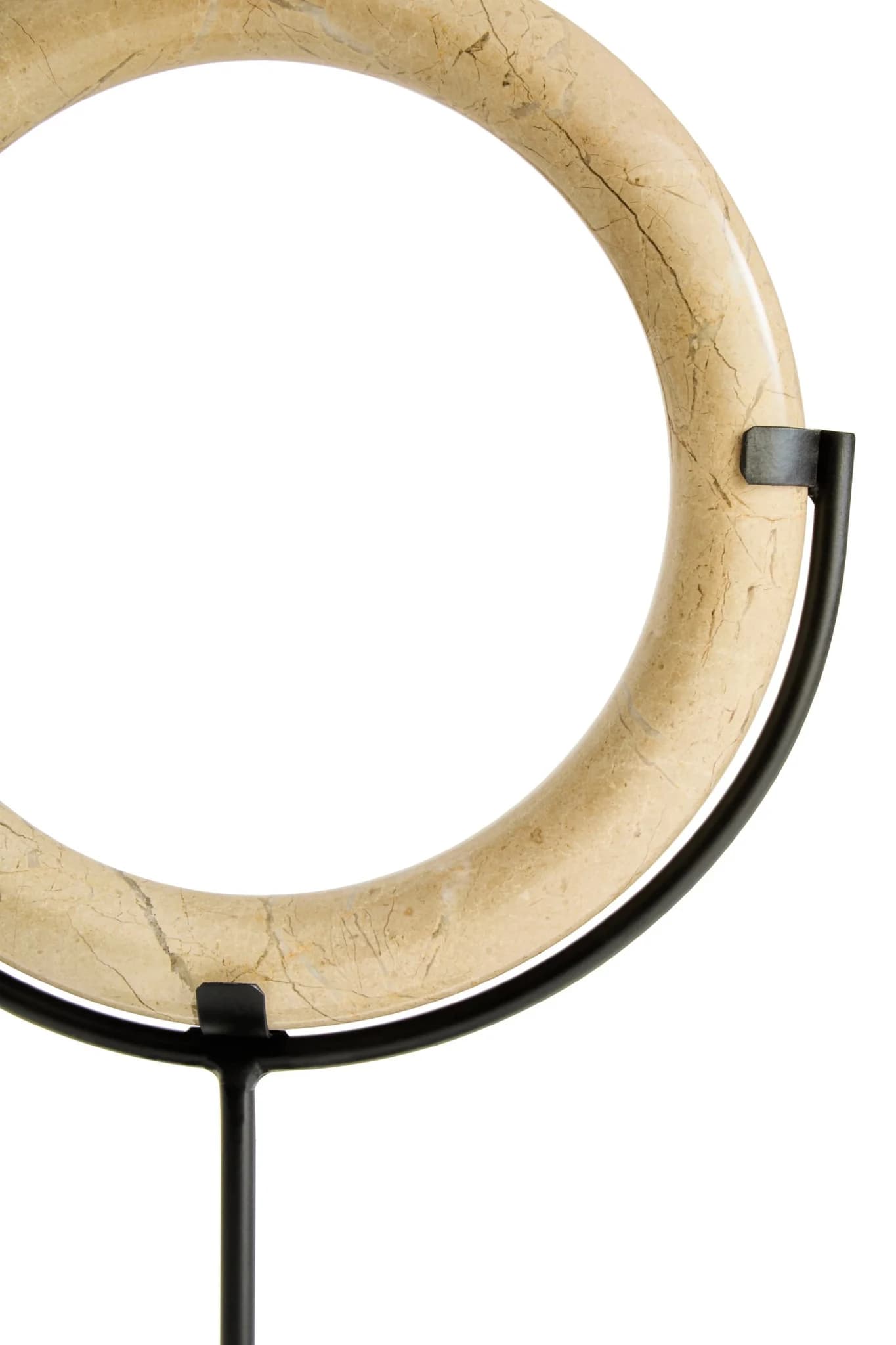 Zoro Cream Marble Ring Sculpture on Metal Stand - Decorative, photo 6 of 7