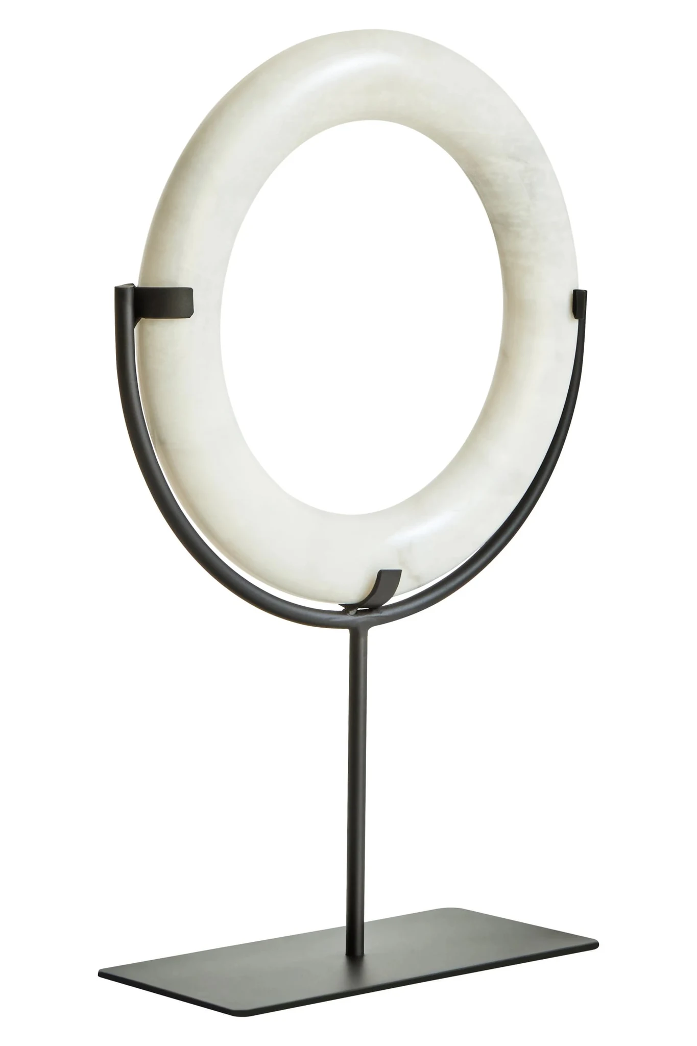 Zoro White Marble Ring Sculpture on Metal Stand - Decorative, photo 3 of 7