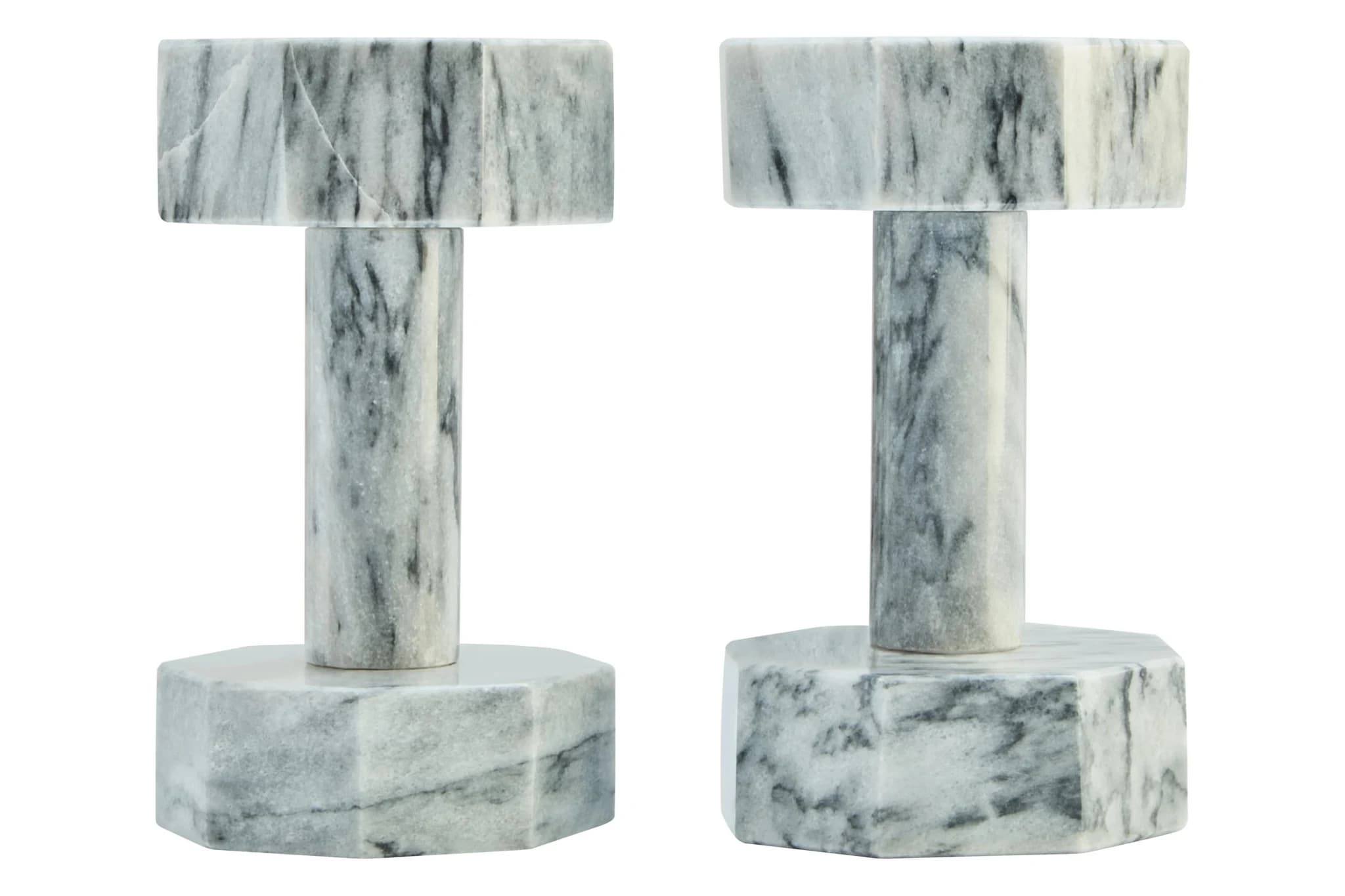 Zoro Set of Two Decorative Grey Marble Dumbbells - Decorative, photo 2 of 5