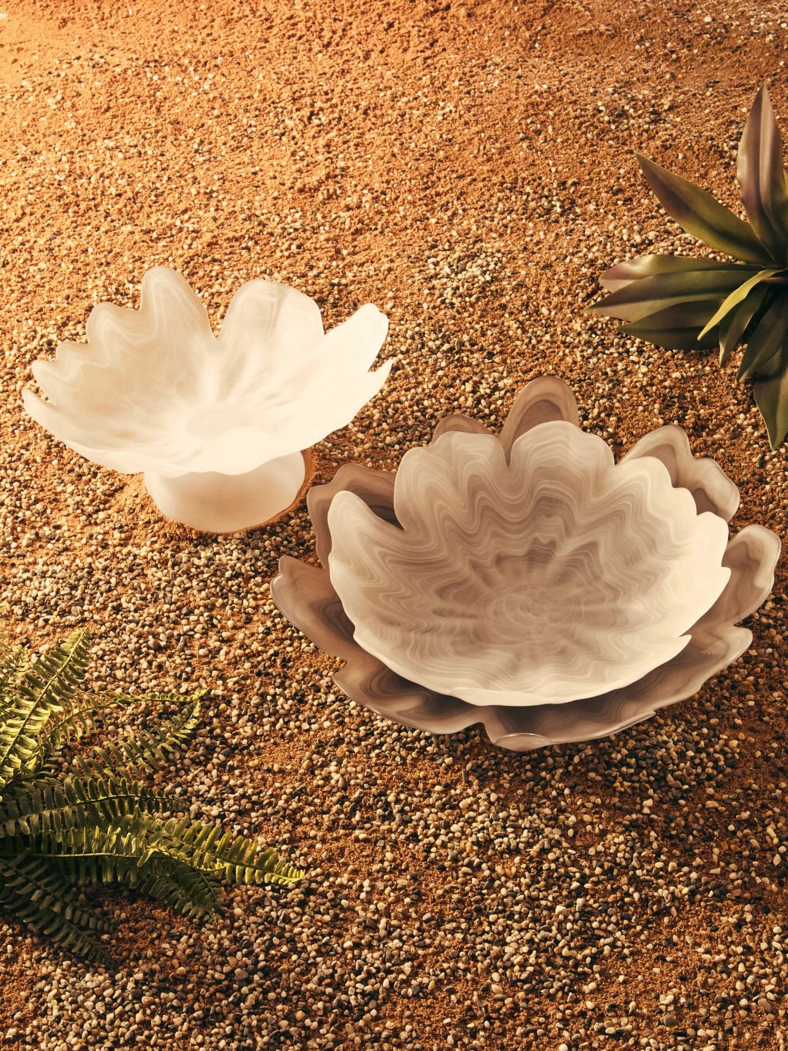 Galene Fluted White Glass Pedestal Bowl - Decorative, photo 3 of 8
