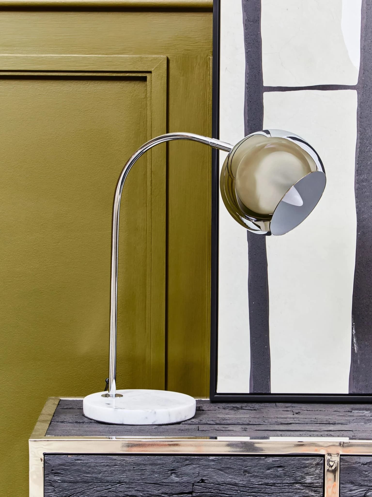 Karter Chrome Finish Table Lamp With White Marble Base - Table lamps, photo 6 of 8