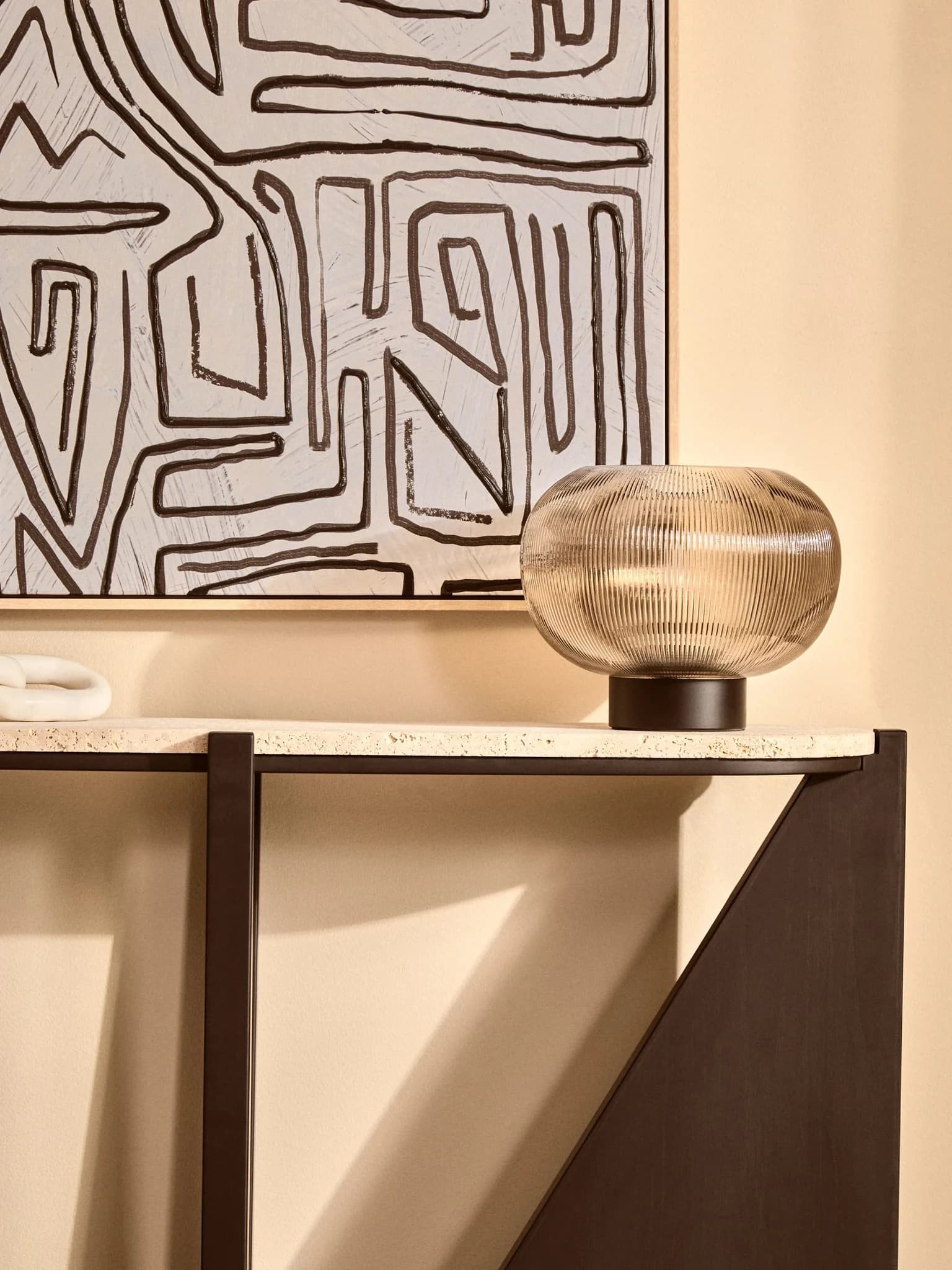 Enola Large Ribbed Smoked Glass Table Lamp - Table lamps, photo 8 of 8