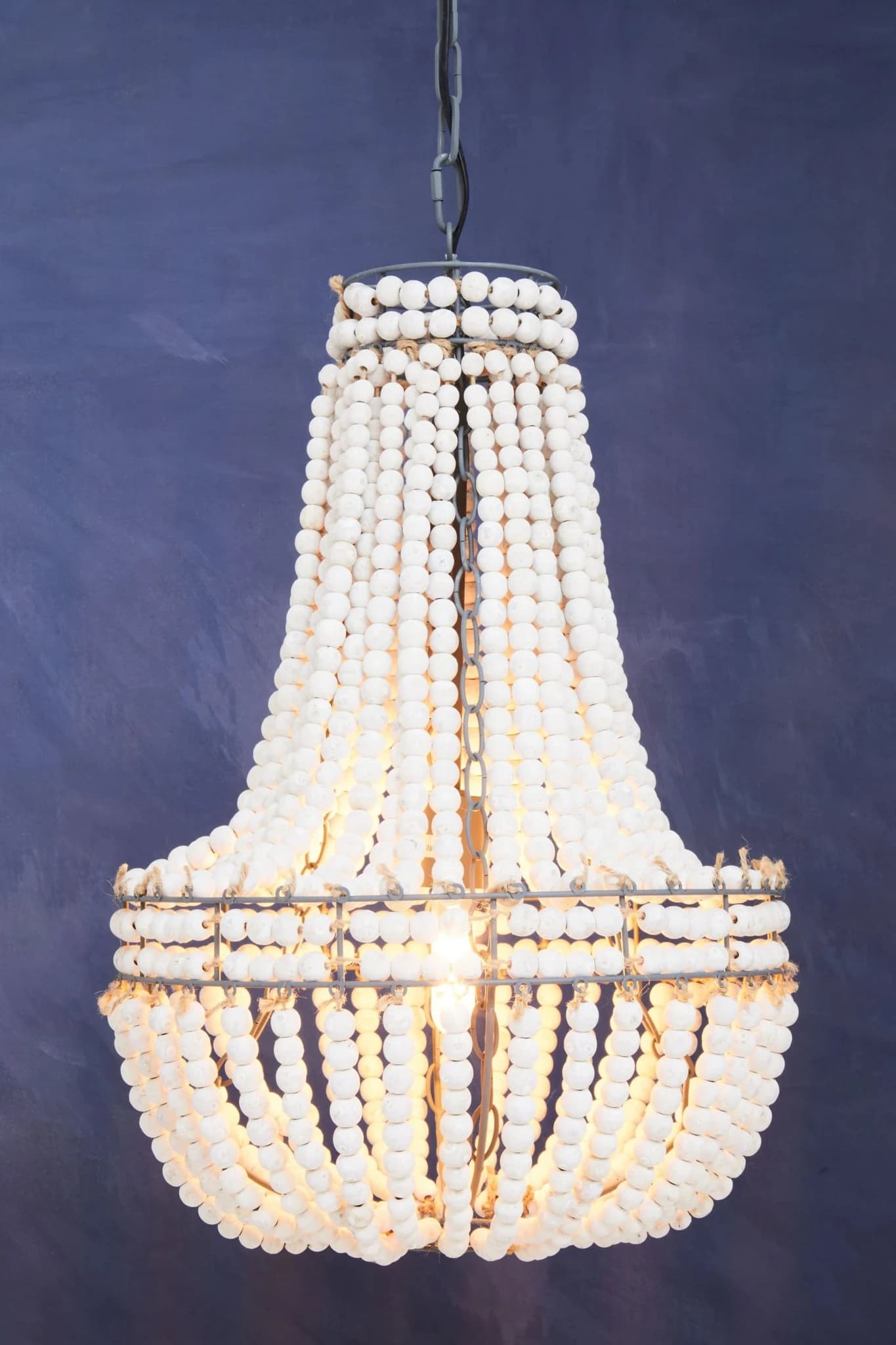Lapiz Antique White Wooden Beads Chandelier - Pendant lights, photo 6 of 8