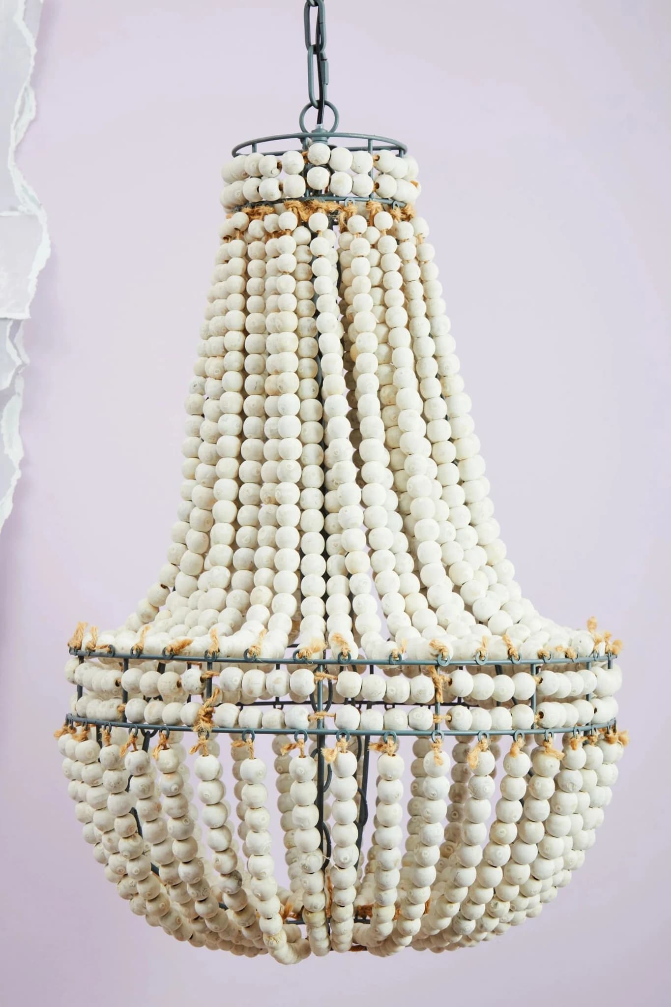 Lapiz Antique White Wooden Beads Chandelier - Pendant lights, photo 4 of 8