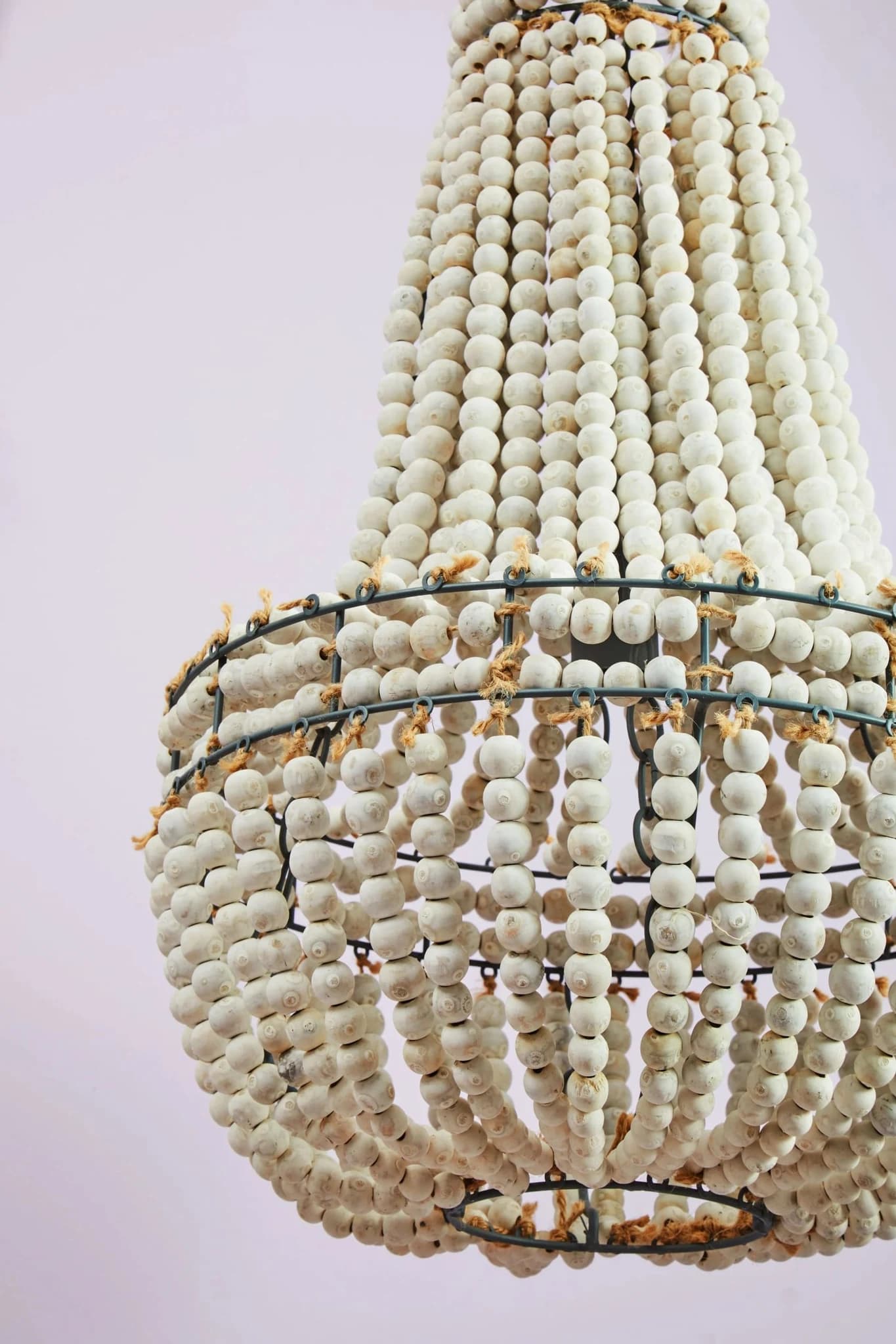 Lapiz Antique White Wooden Beads Chandelier - Pendant lights, photo 3 of 8