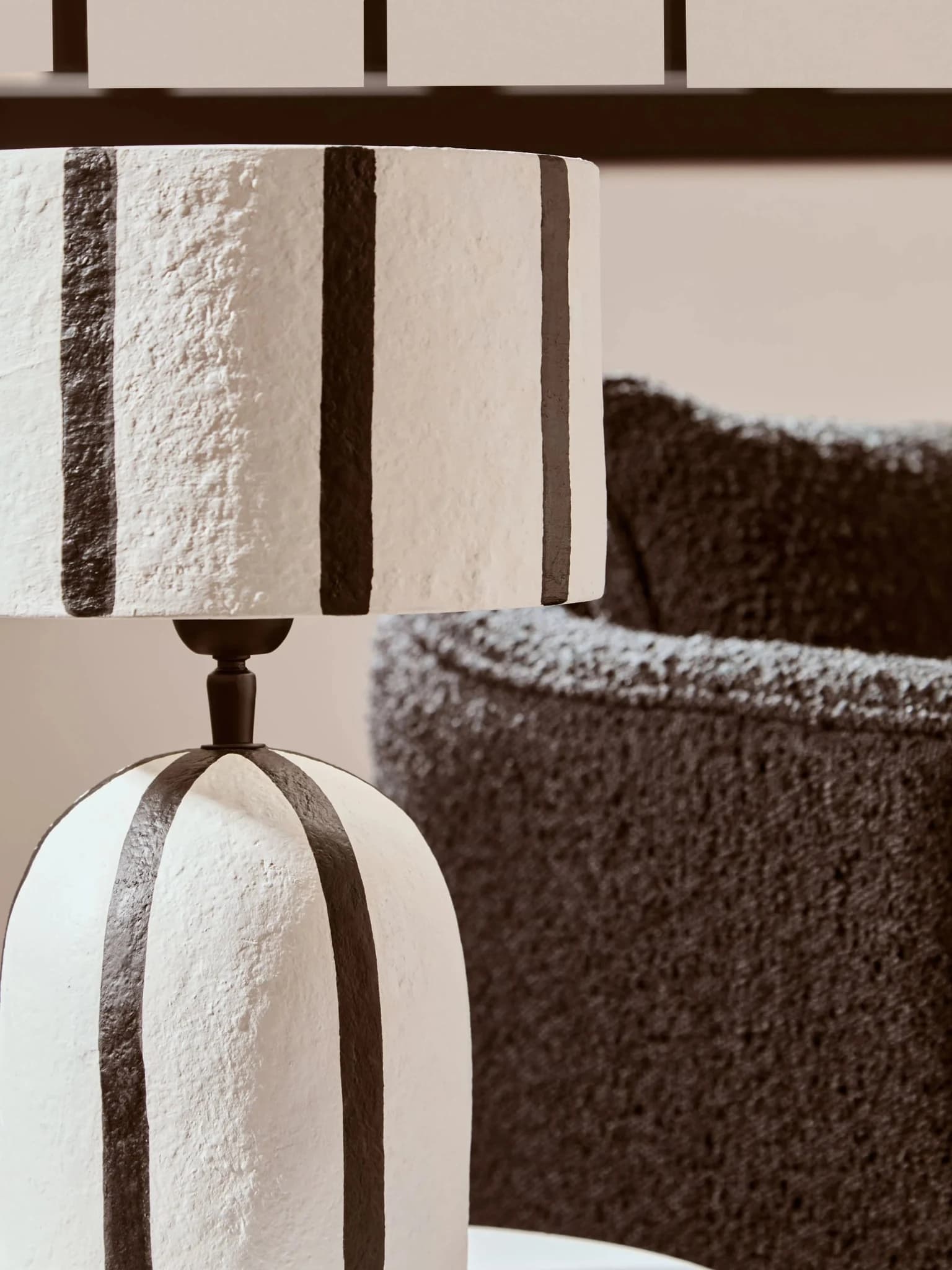 Carta Black and White Stripe Papier Mache Table Lamp - Table lamps, photo 7 of 8