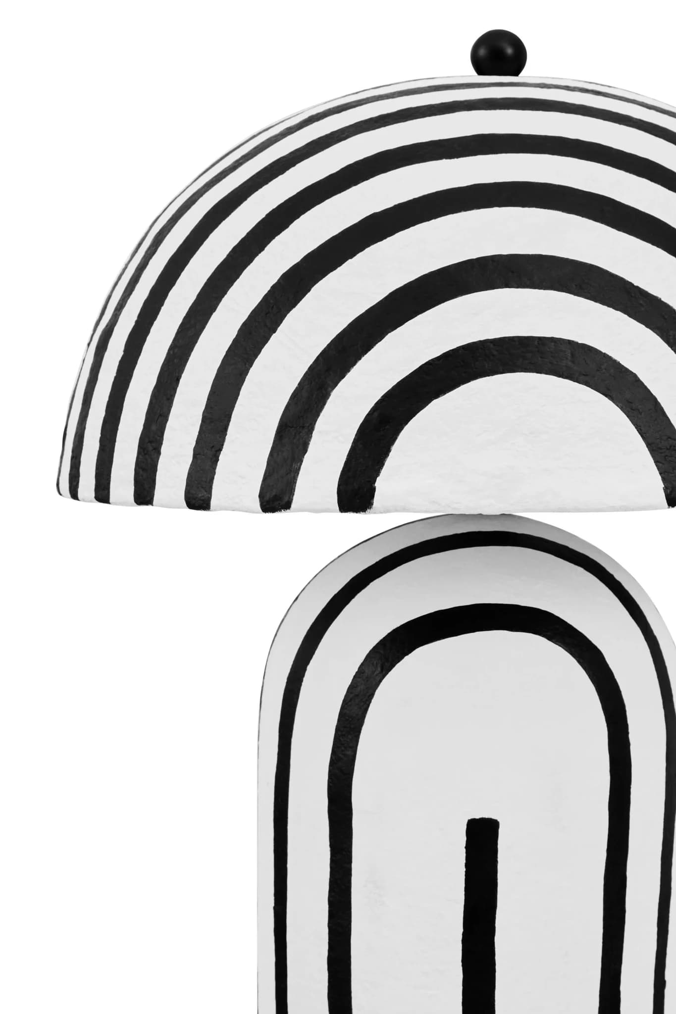 Carta Black and White Stripe Papier Mache Floor Lamp with Dome Shade - Floor lamps, photo 7 of 8