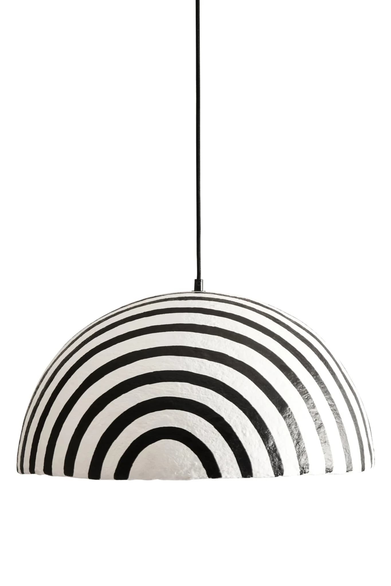 Carta Black and White Stripe Papier Mache Domed Pendant Light - Pendant lights, photo 5 of 8