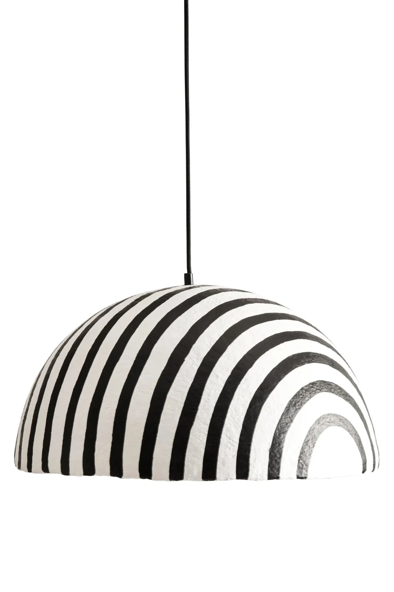 Carta Black and White Stripe Papier Mache Domed Pendant Light - Pendant lights, photo 4 of 8