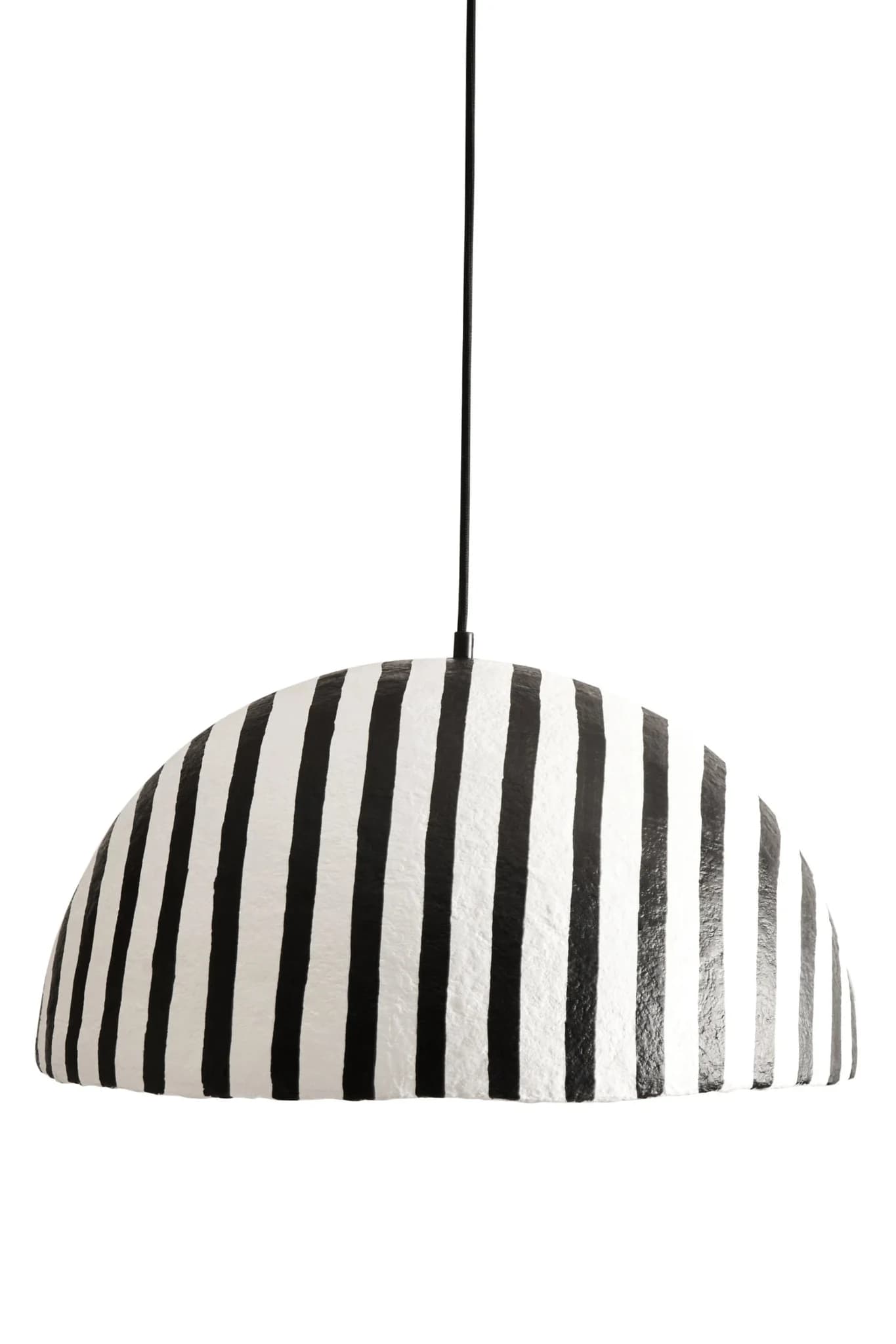 Carta Black and White Stripe Papier Mache Domed Pendant Light - Pendant lights, photo 3 of 8