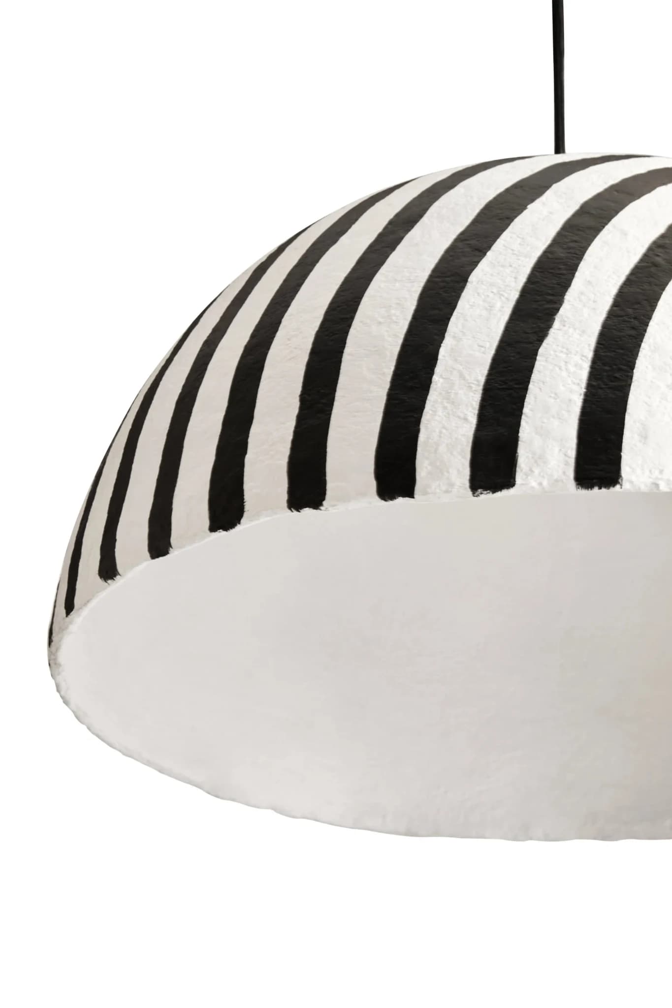 Carta Black and White Stripe Papier Mache Domed Pendant Light - Pendant lights, photo 8 of 8