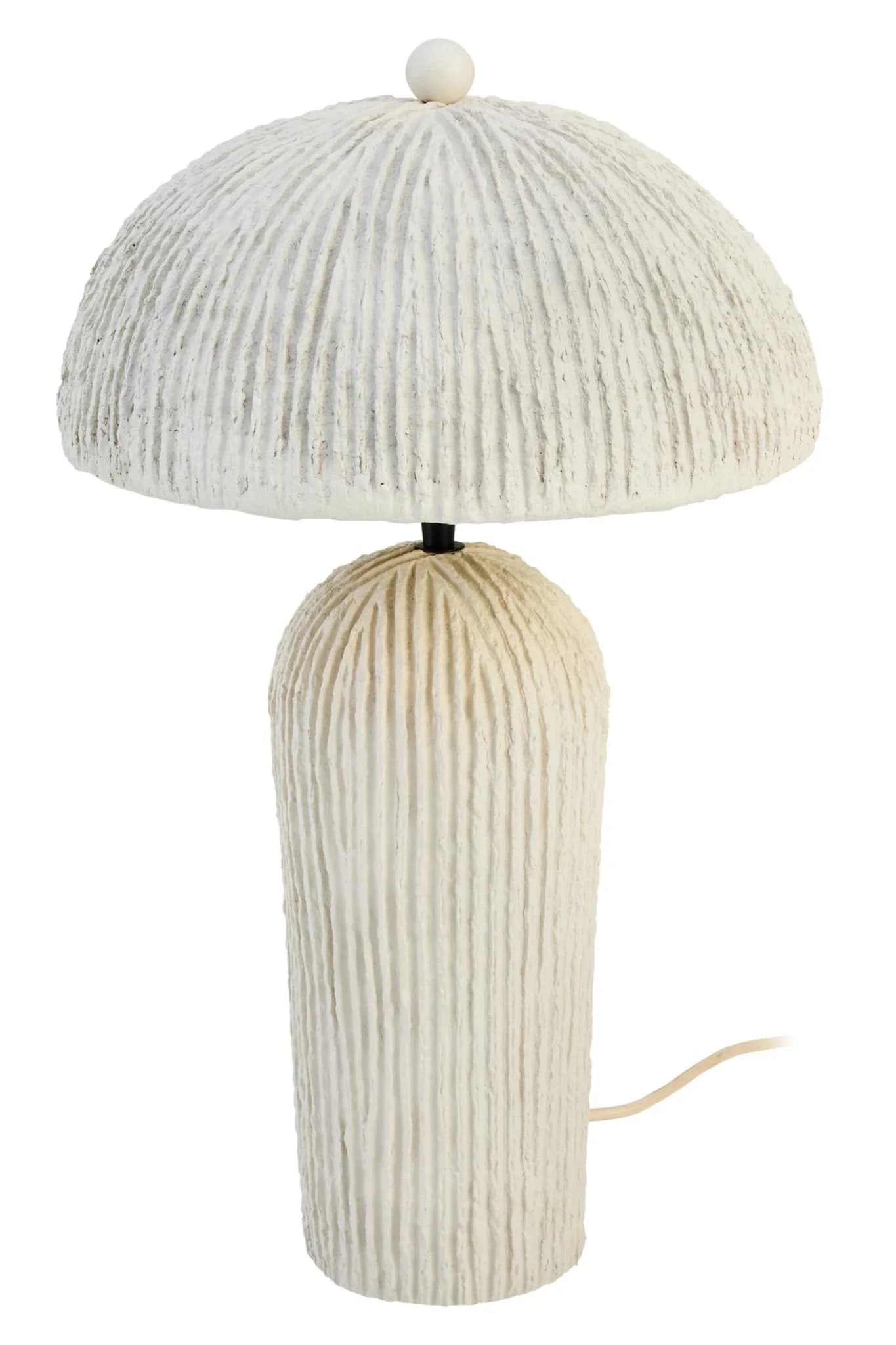 Carta Oatmeal Etched Linear Design Papier Mache Domed Table Lamp - Table lamps, photo 5 of 8