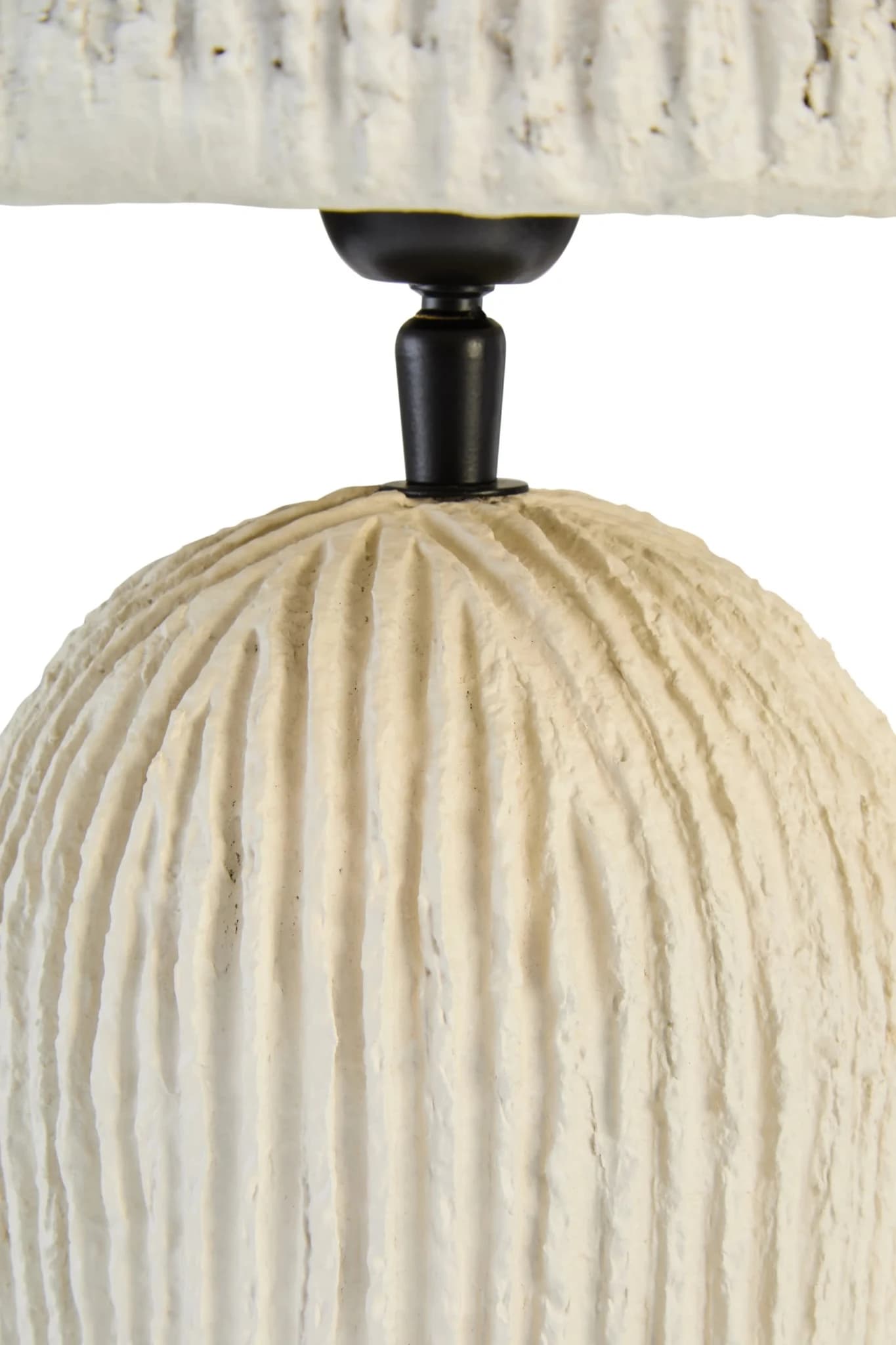 Carta Oatmeal Etched Linear Design Papier Mache Domed Table Lamp - Table lamps, photo 7 of 8