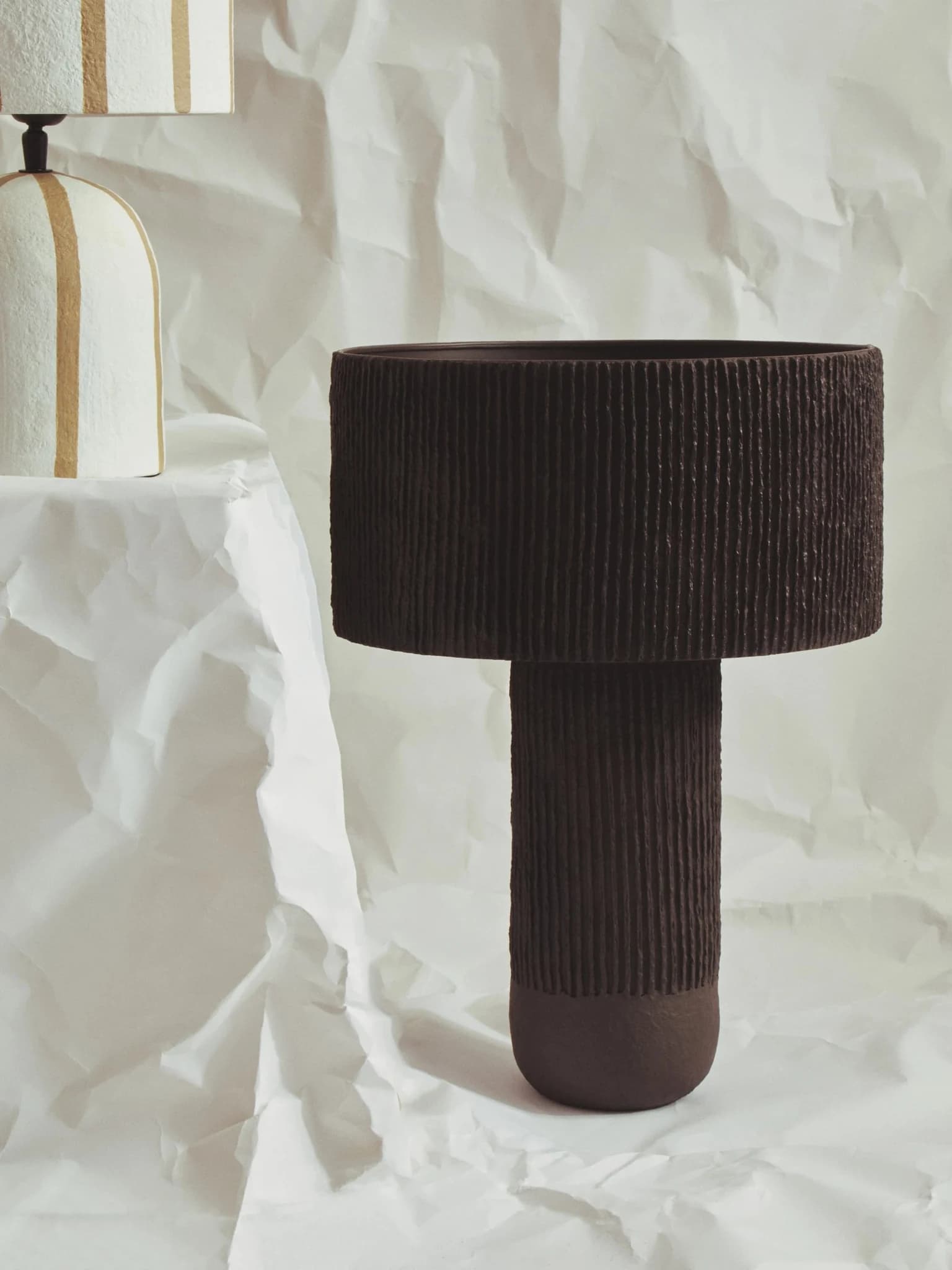 Carta Black Etched Linear Design Papier Mache Table Lamp - Table lamps, photo 7 of 8