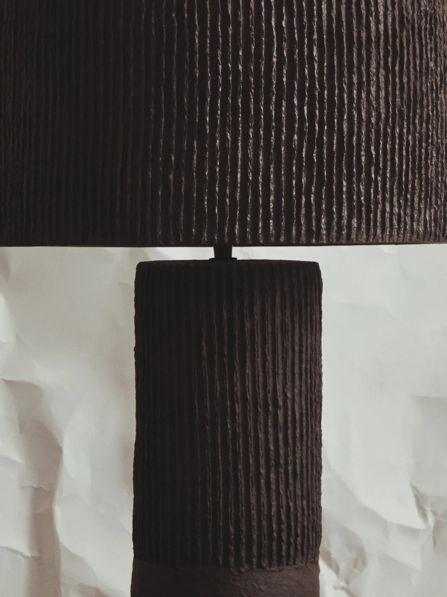 Carta Black Etched Linear Design Papier Mache Table Lamp - Table lamps, photo 4 of 8