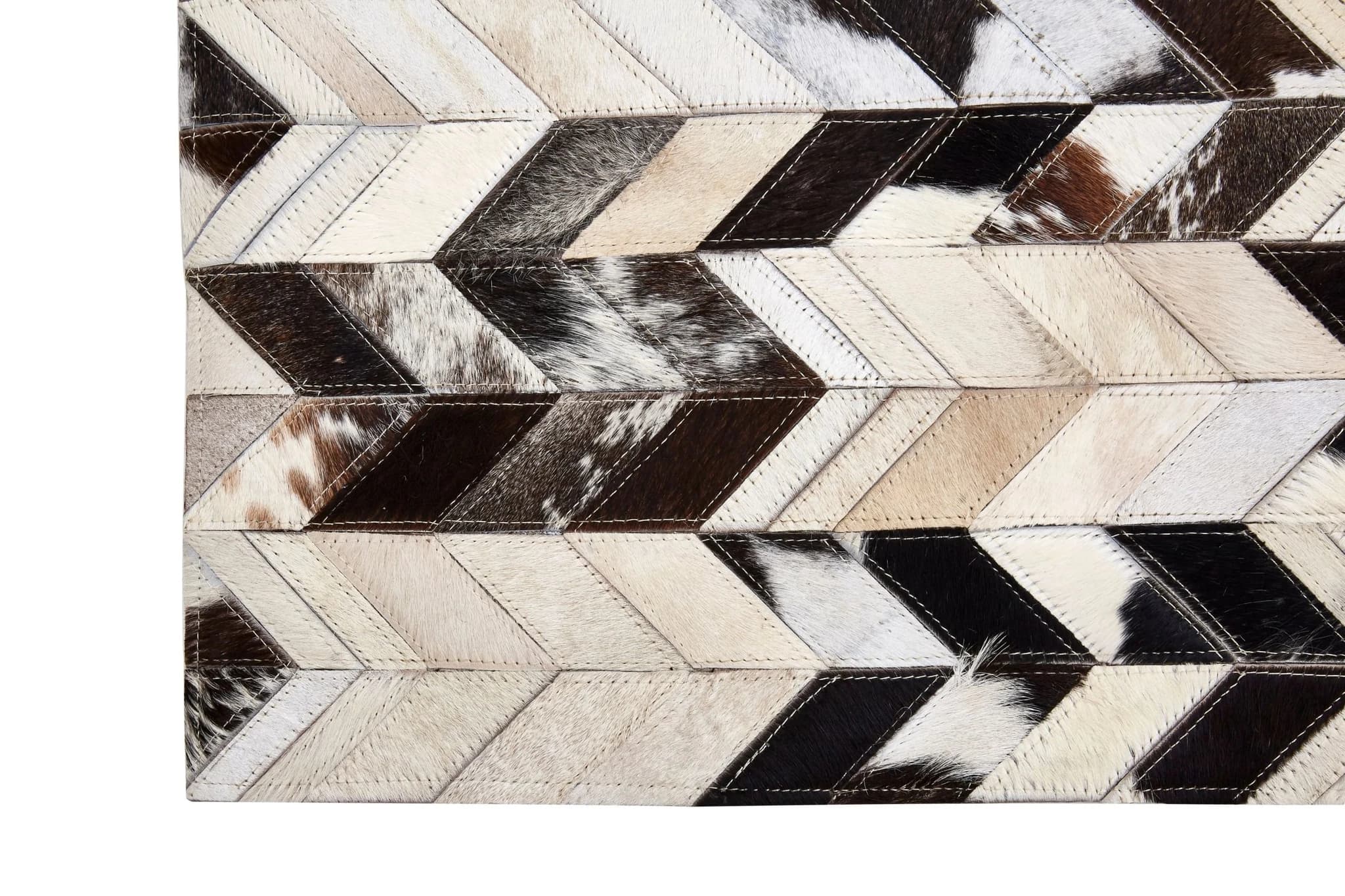 Bosie Safira Small Hair on Leather Chevron Patchwork Rug - Decorative, photo 8 of 8