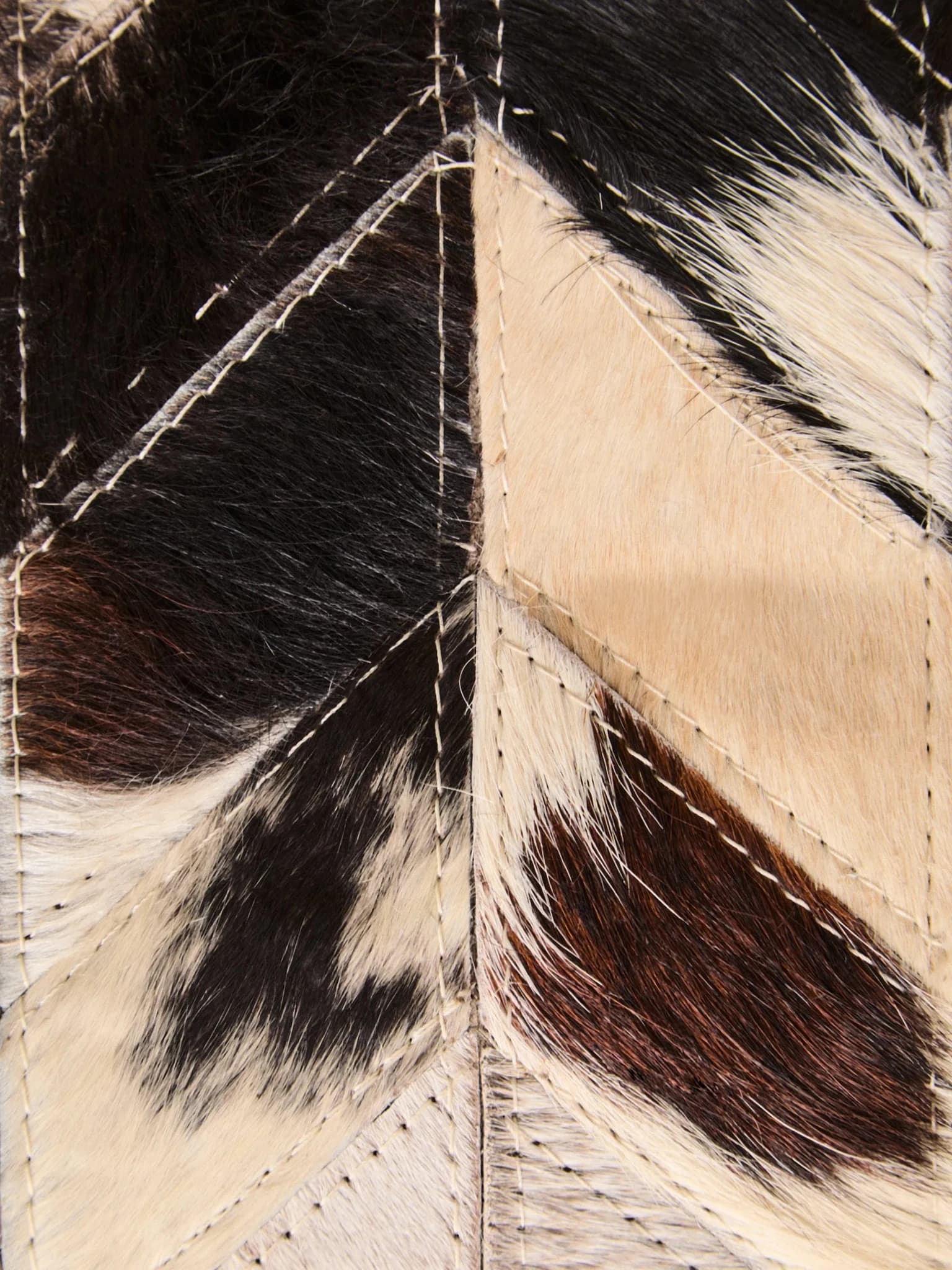 Bosie Safira Small Hair on Leather Chevron Patchwork Rug - Decorative, photo 2 of 8